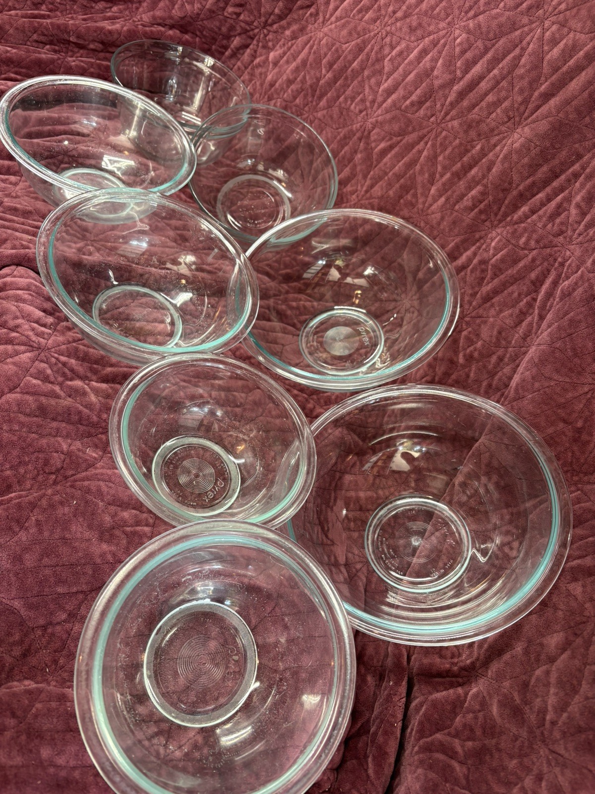 Vintage PYREXanchor Hock Clear Nesting Mixing Bowls Glass variety 8 PC 