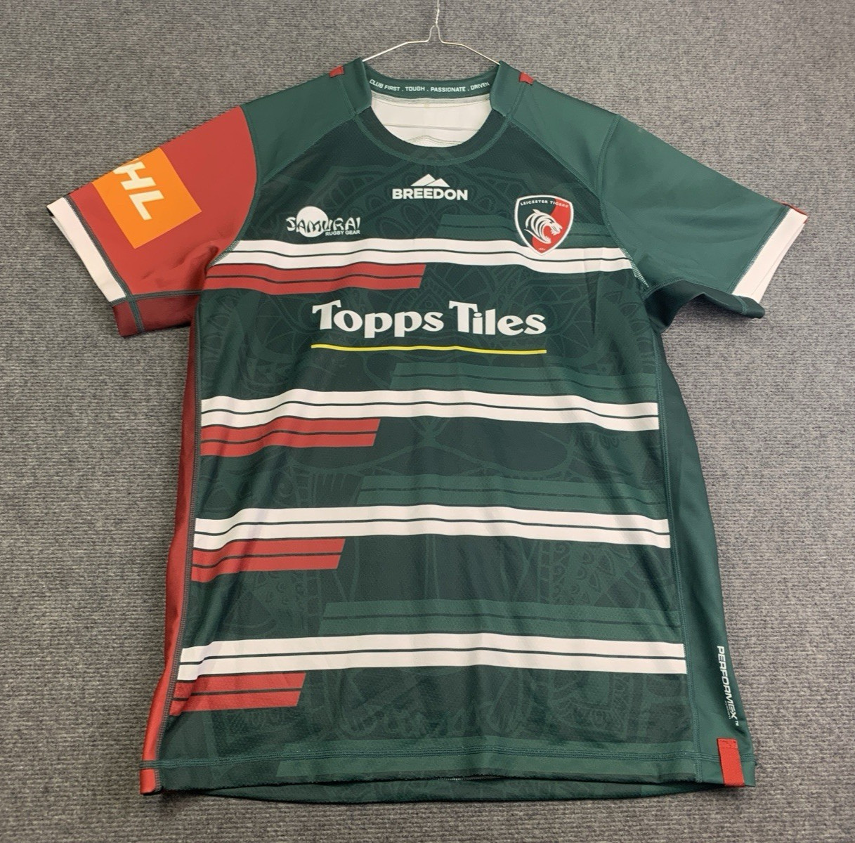 Leicester Tigers 21/22 Premiership Rugby Jersey Mens L Samurai Sportswear Green