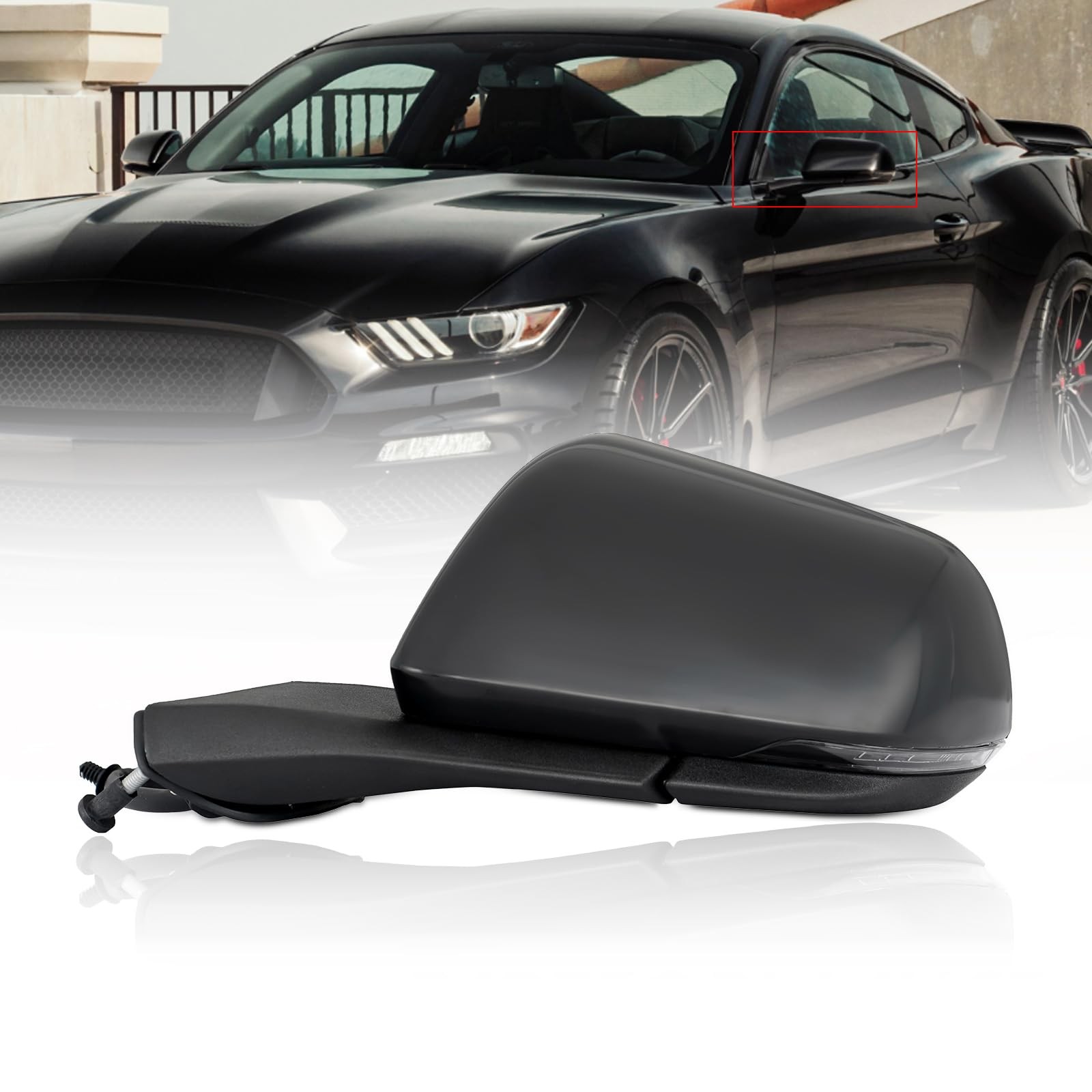Side Mirror Blind Spot Signal 7 Pin Driver Side Black for Ford Mustang 2015 2020