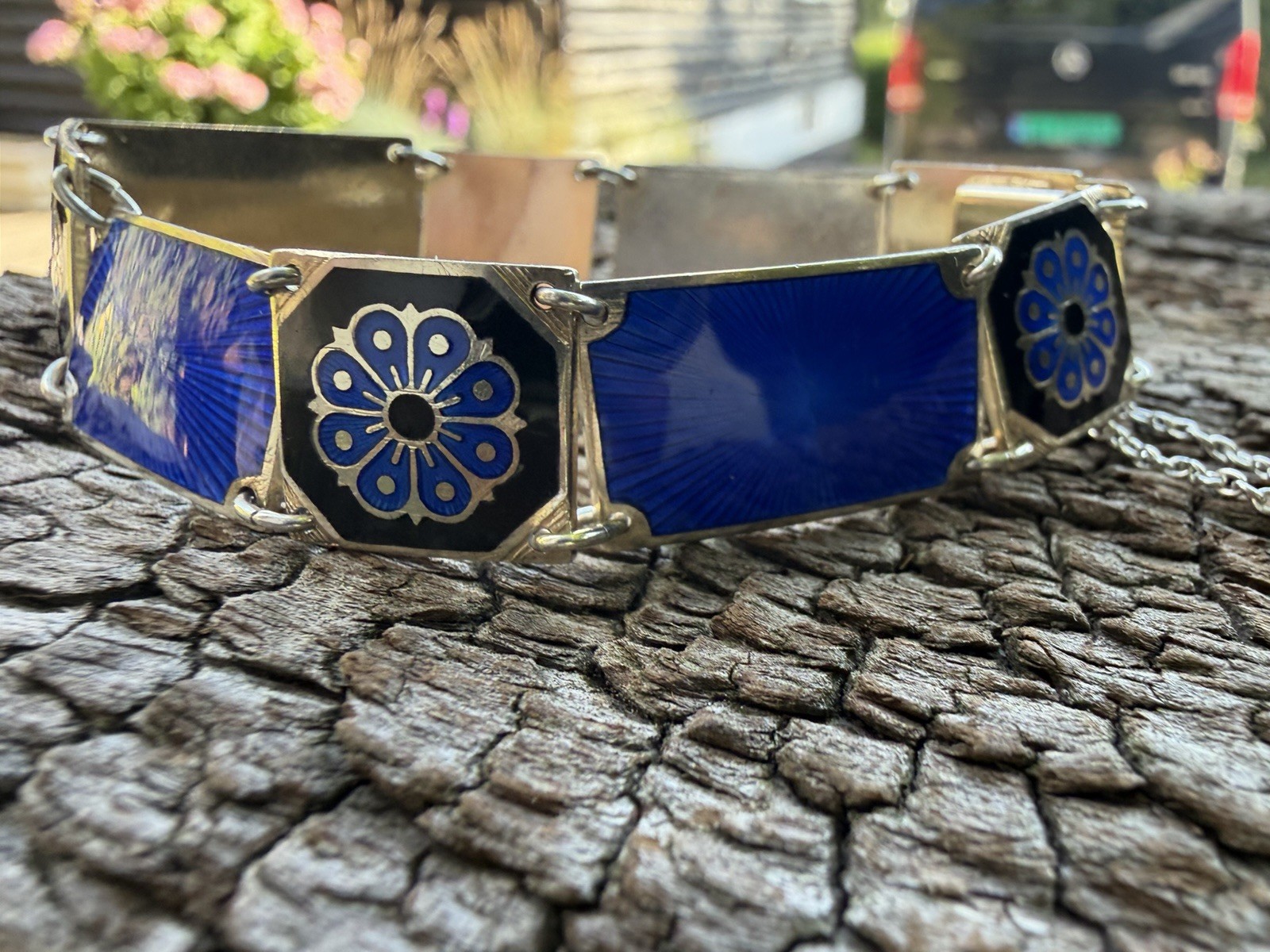 David Andersen Sterling Silver Enamel Bracelet Norway Norwegian vtg 1891