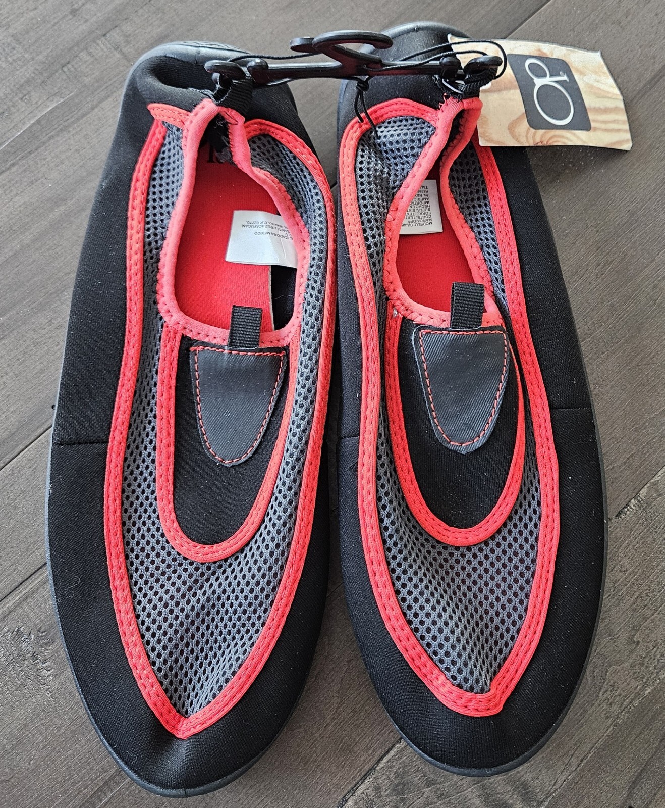 Op Women\'s Water Beach Non Slip Shoes Black Red Size M 7/8 Op Women\'s Water Beach Non Slip Shoes Black Red Size M 7/8