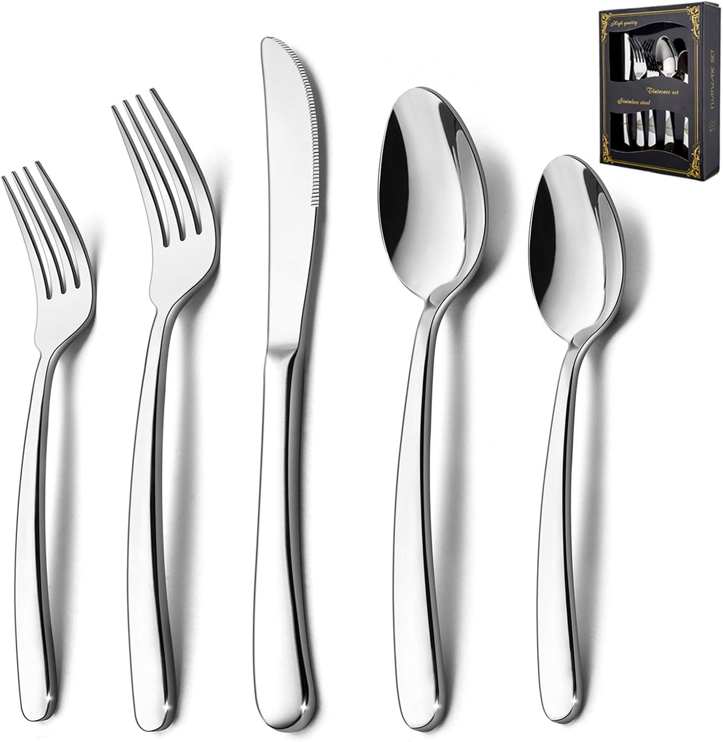 40-Piece Heavy Duty Silverware Set for 8, Stainless Steel Flatware Cutlery Set