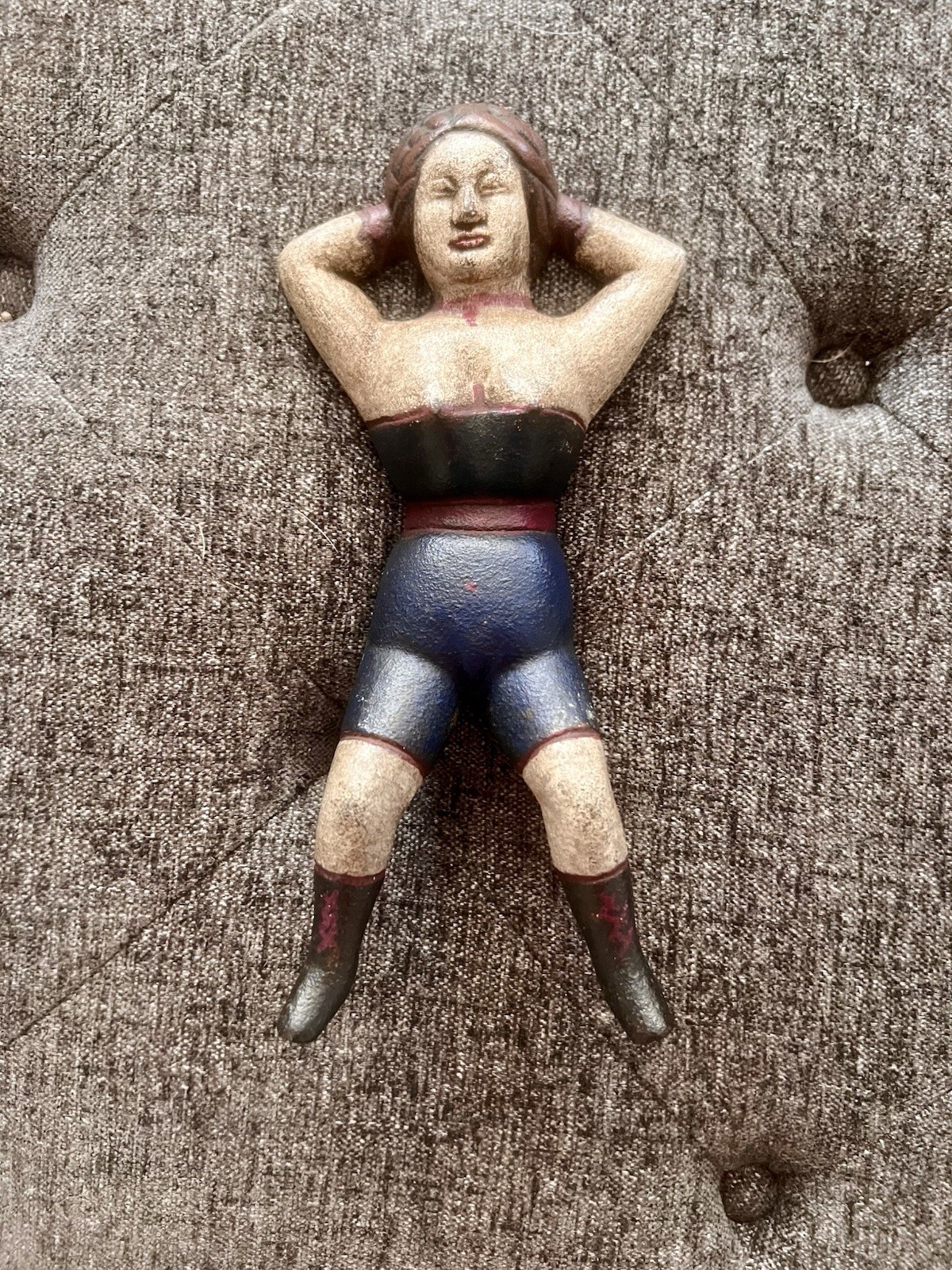 Vintage/Antique Naughty Nelly Cast Iron Boot Jack Door Stop. Original Paint Vintage/Antique Naughty Nelly Cast Iron Boot Jack Door Stop. Original Paint