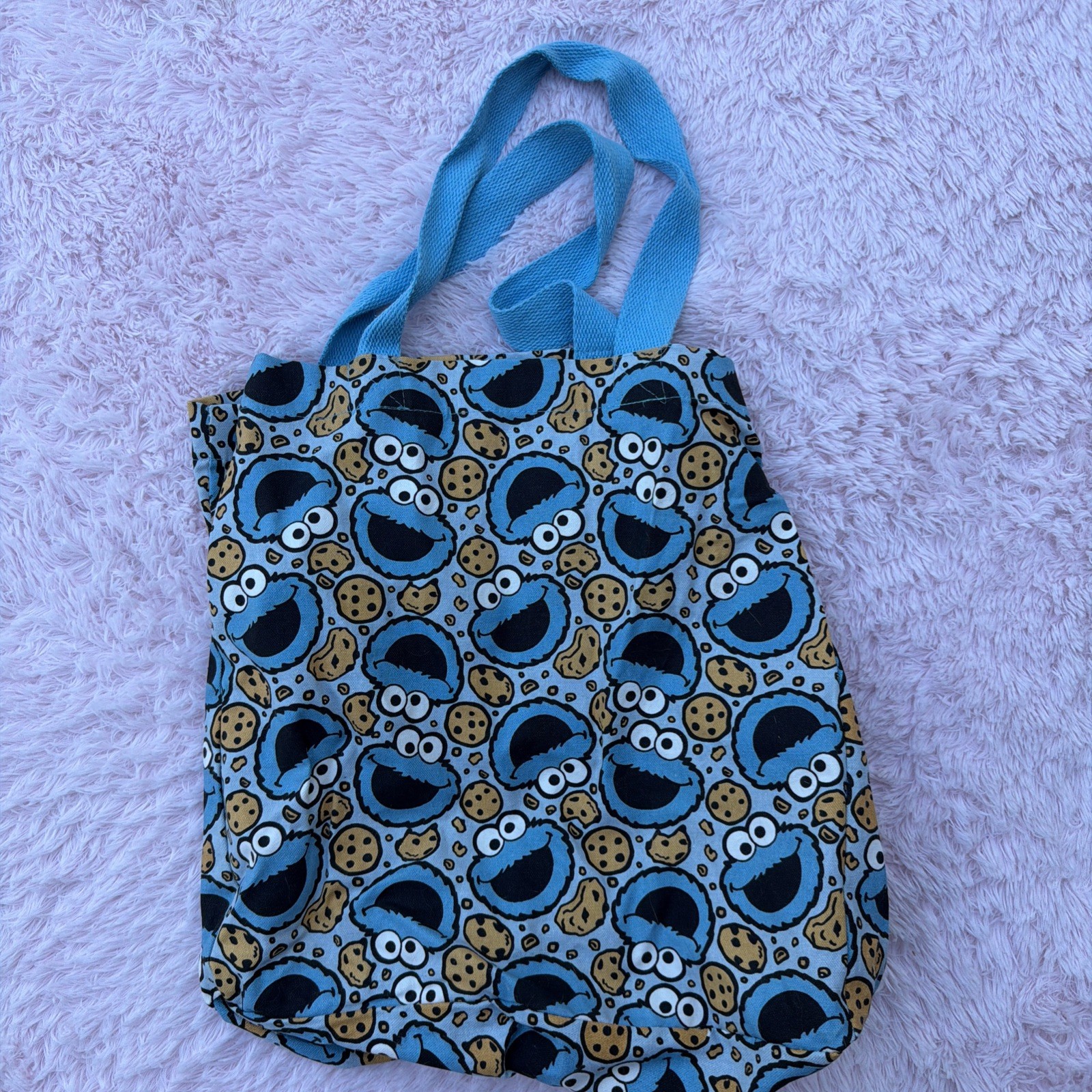 Sesame Street Cookie Monster Tote Bag Unisex Large Blue Cotton Canvas Print 🍪 Sesame Street Cookie Monster Tote Bag Unisex Large Blue Cotton Canvas Print 🍪