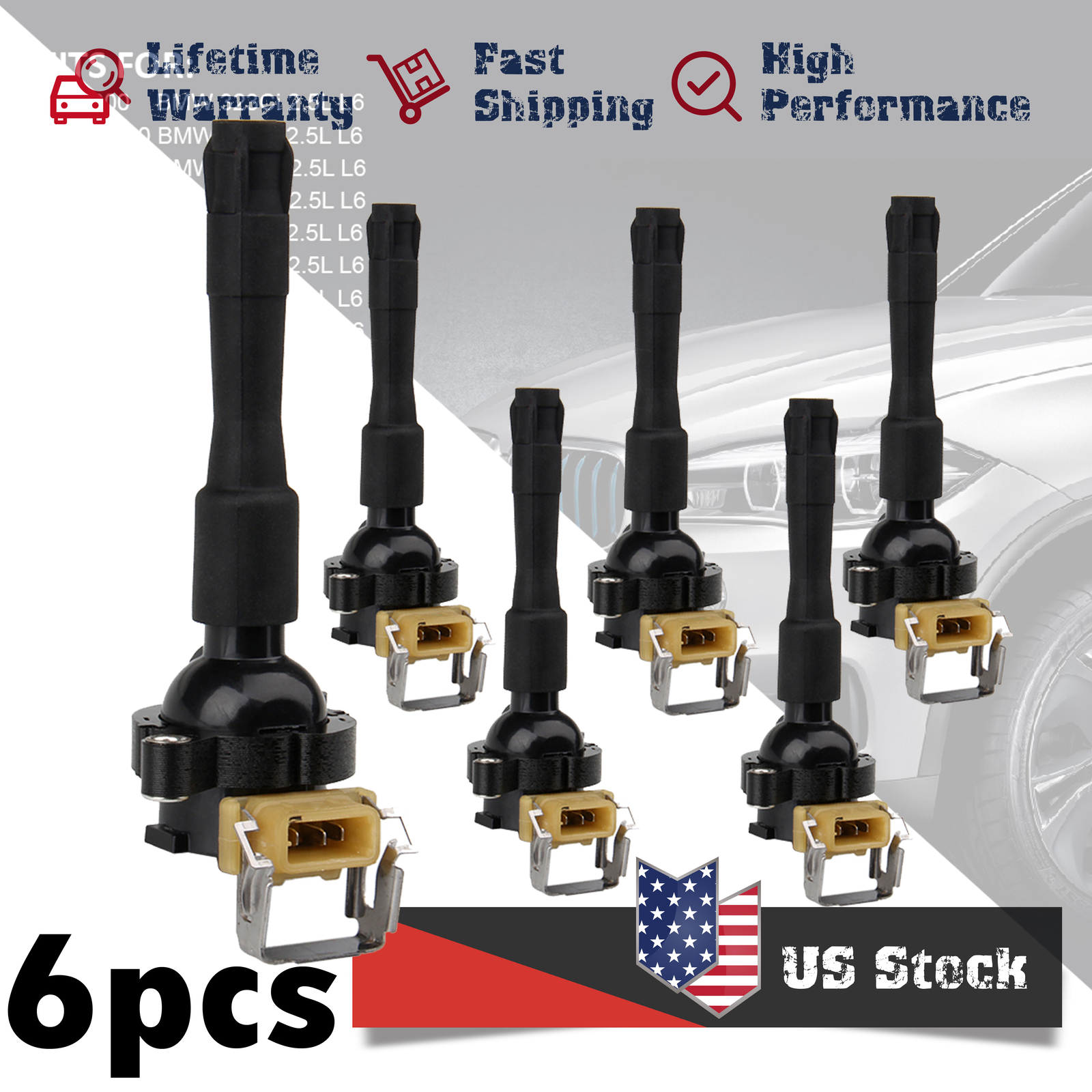 6pack UF354 Ignition Coils for BMW 320i 323Ci 330i 525i Z8 M3 2.8L 3L 1996-2002