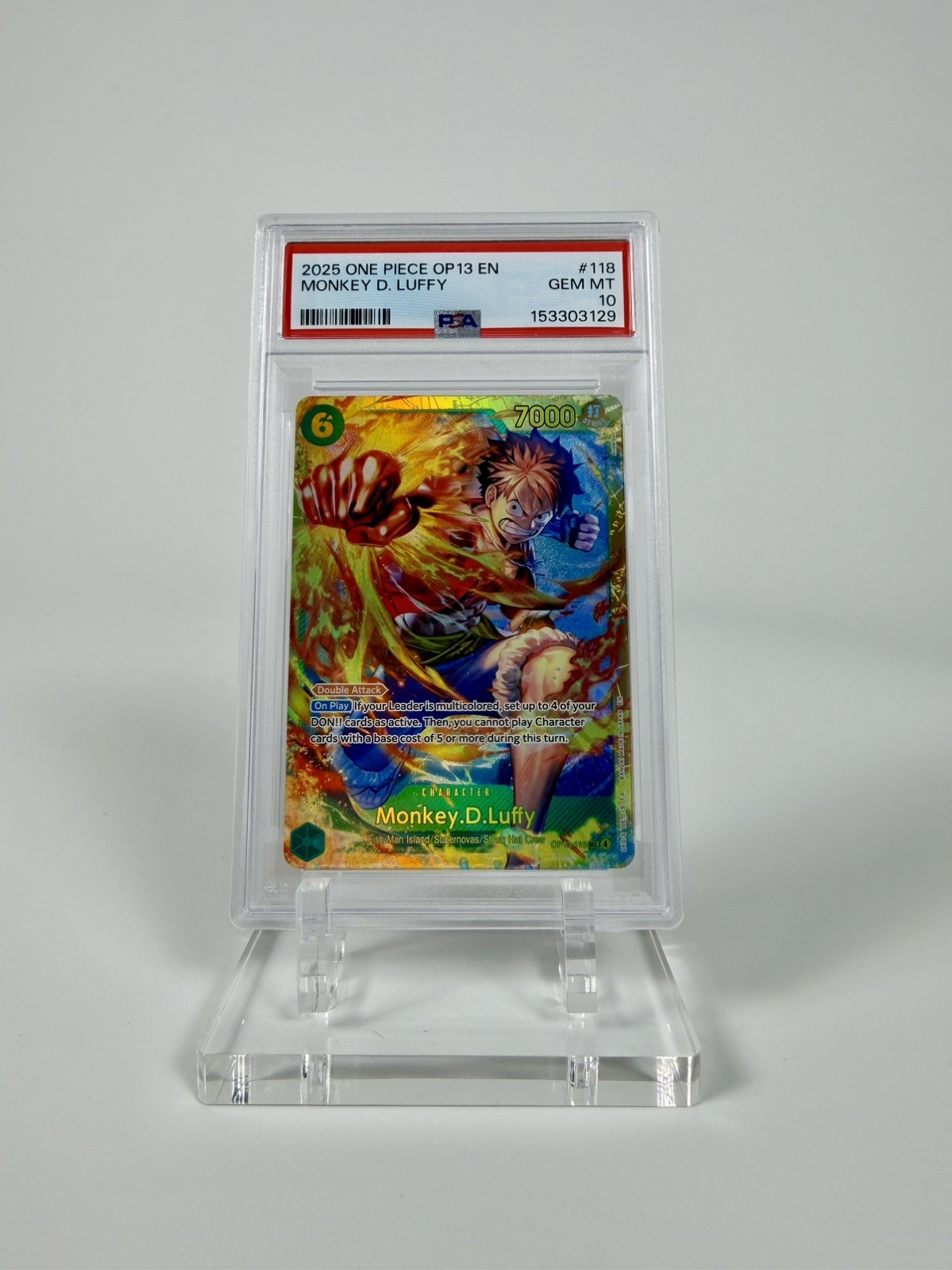 2025 One Piece OP13 EN #118 Monkey D. Luffy PSA 10 GEM MINT 2025 One Piece OP13 EN #118 Monkey D. Luffy PSA 10 GEM MINT