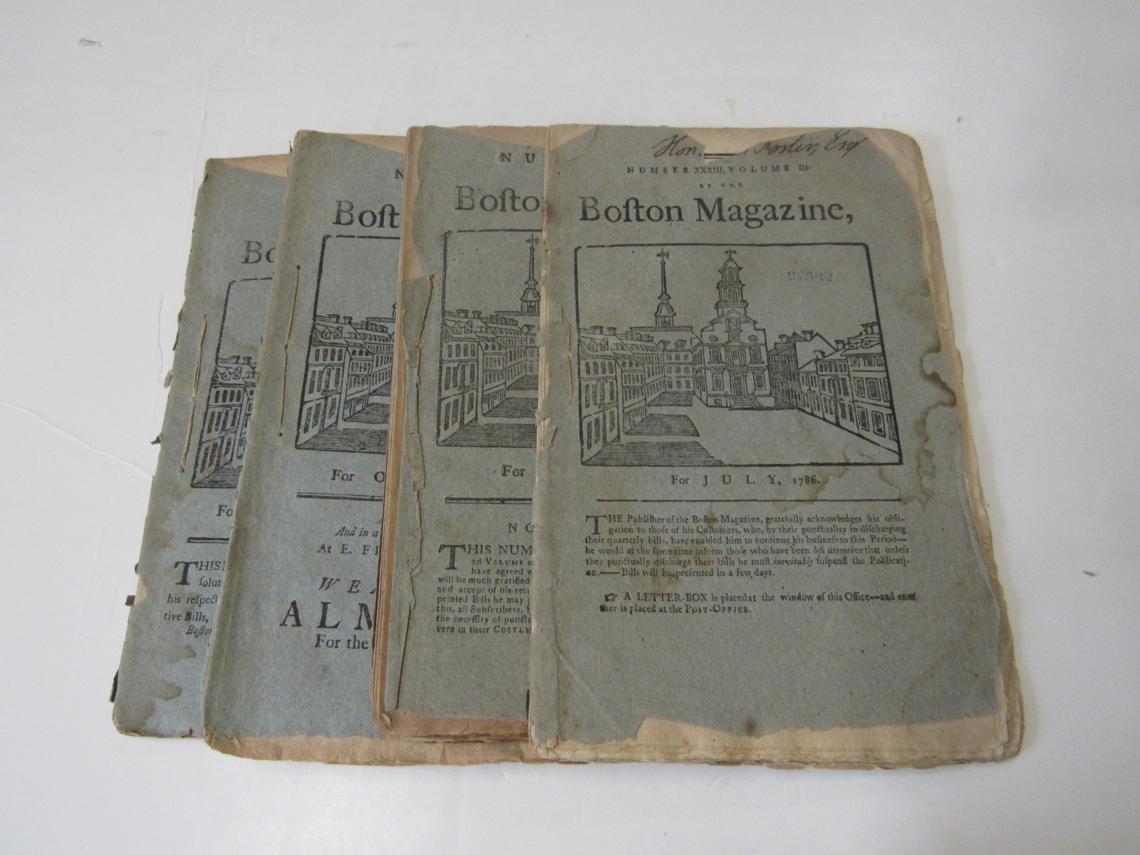 Four Issues of the Boston Magazine, 1785-86