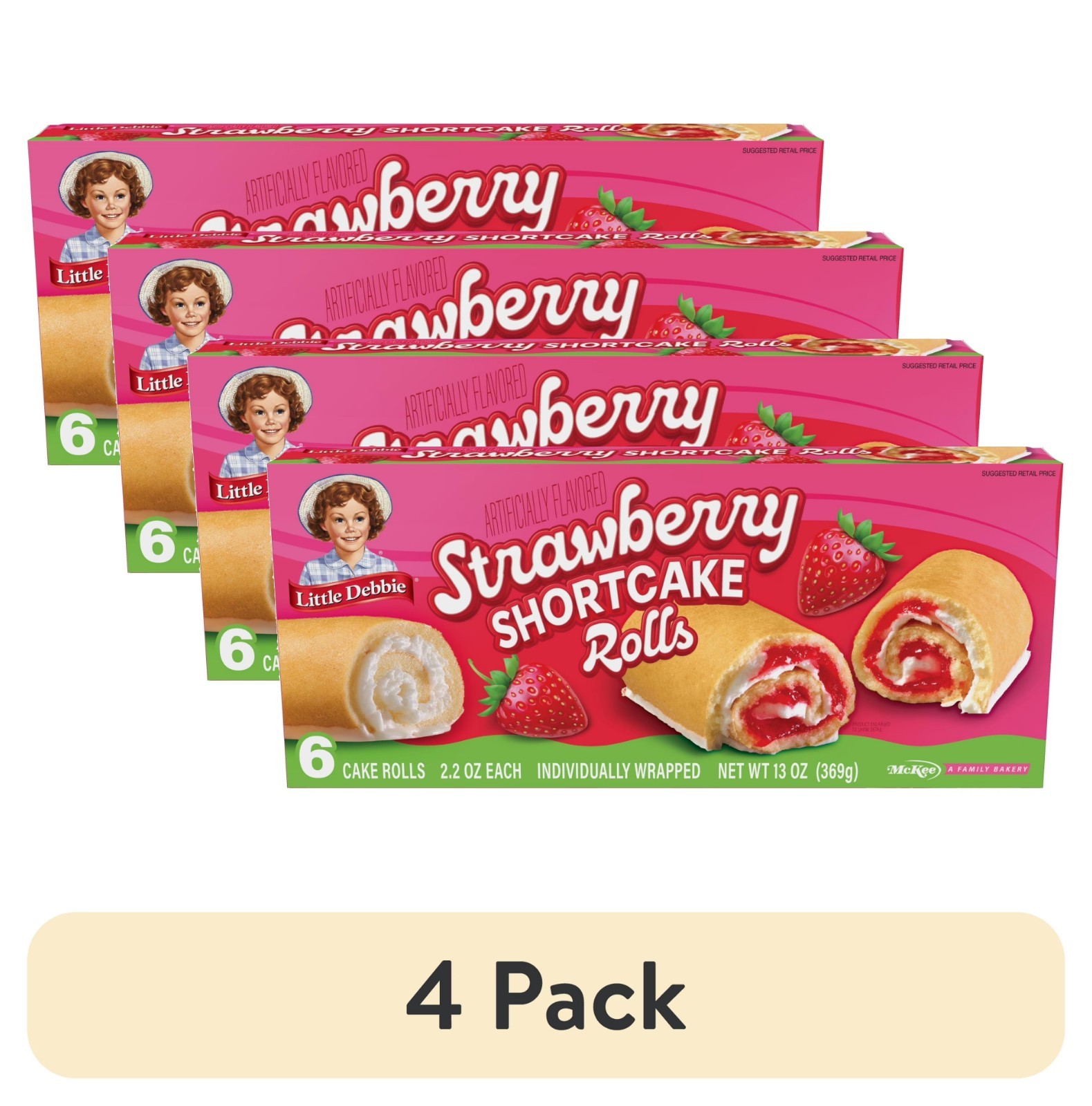 (4 pack) Little Debbie Strawberry Shortcake Rolls, 13 oz (6 count) (4 pack) Little Debbie Strawberry Shortcake Rolls, 13 oz (6 count)