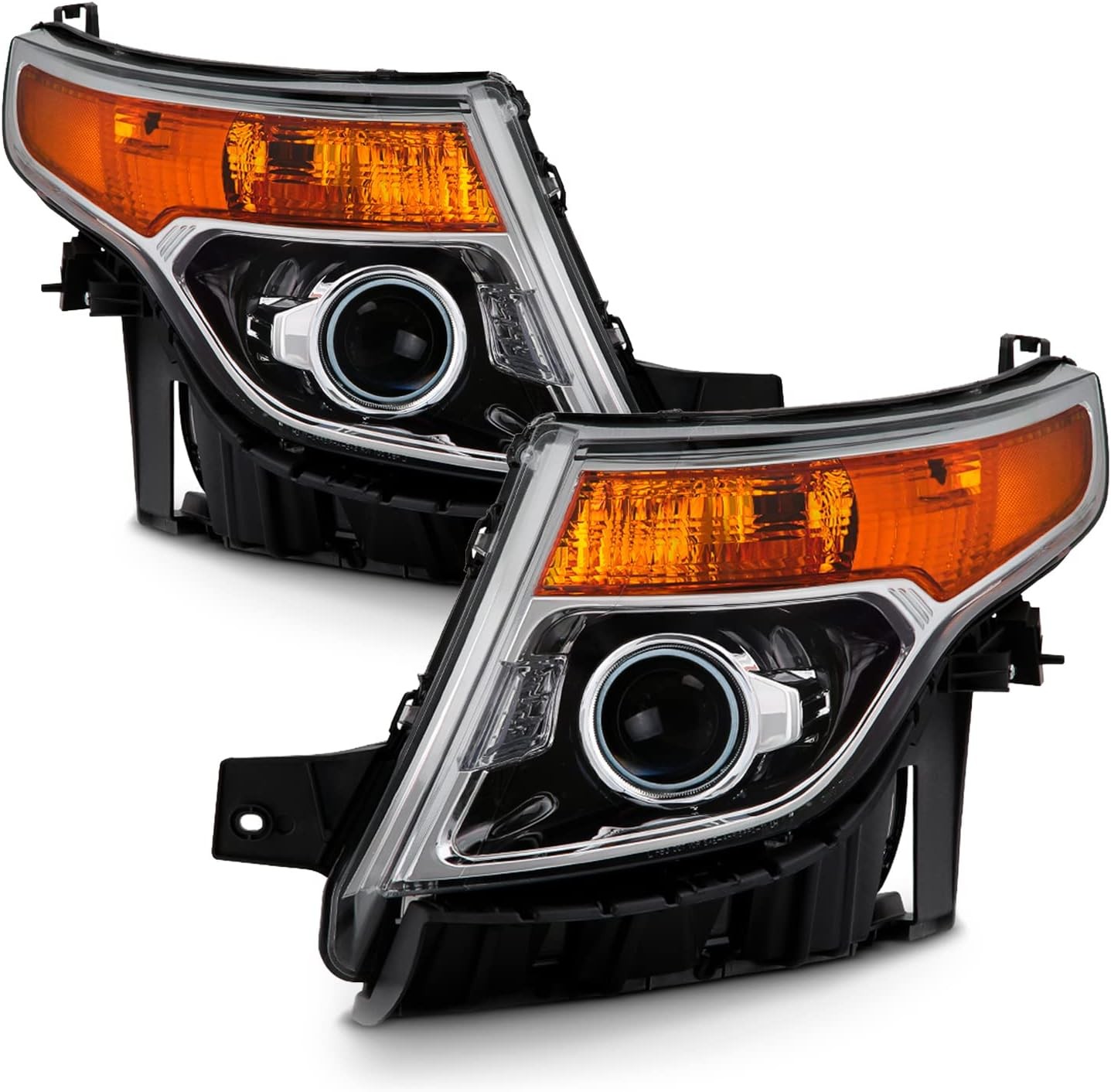 For 2011-2015 Ford Explorer Halogen Chrome Housing Projector Headlights LH+RH