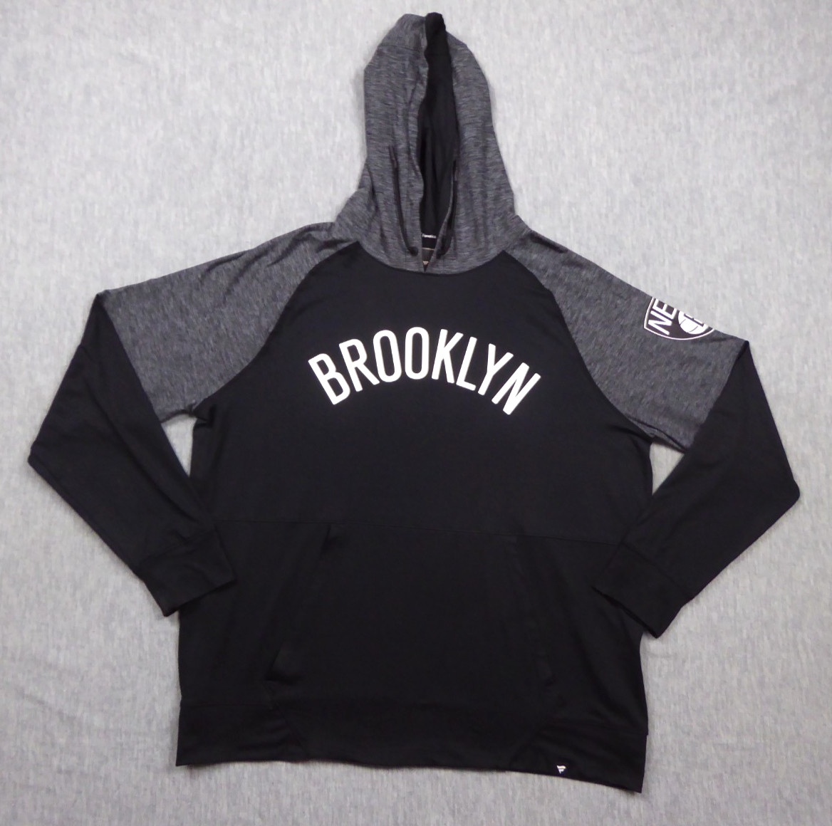 Fanatics Brooklyn Nets Hoodie Mens 2XL Black Heather Gray NBA Stretch Pullover