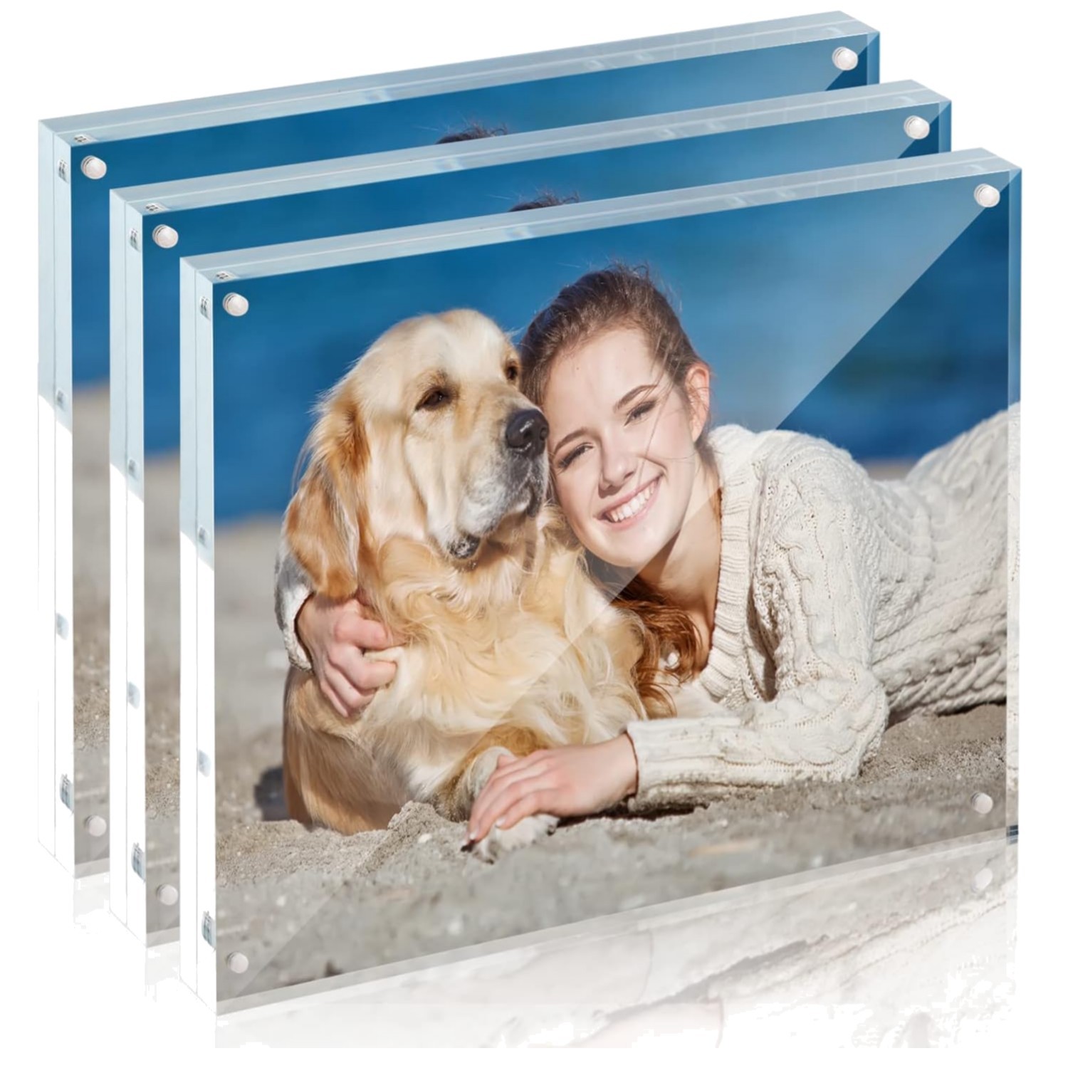 Elegant 8x10 Acrylic Frame 3-Pack - Frameless Double-Sided Display for Memories