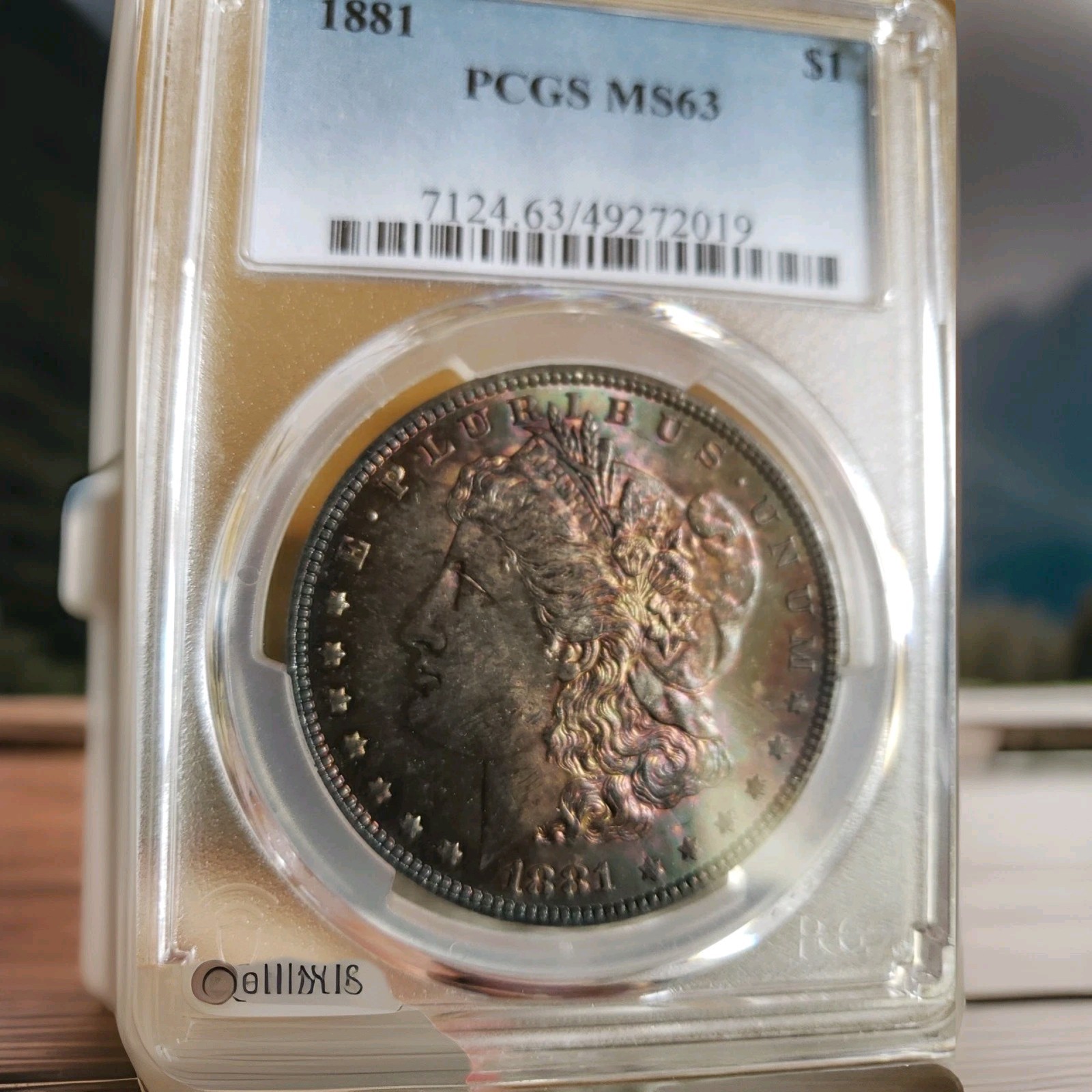 1881-P PCGS MS63 MORGAN $ GORGEOUS SHINY COLORFUL RAINBOW TONING 