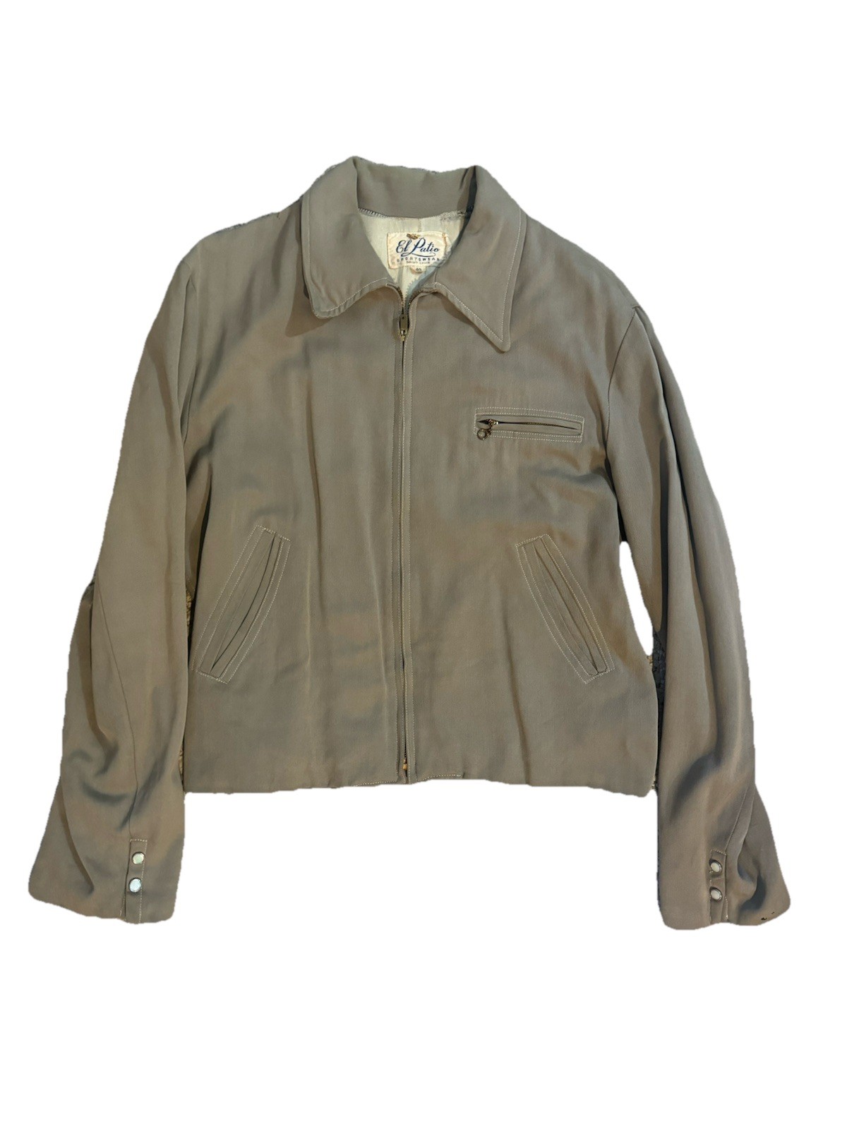 Vintage ‘50s El Patio Sportswear St Louis Garbadine Jacket Full Zip Grey Size 40 Vintage ‘50s El Patio Sportswear St Louis Garbadine Jacket Full Zip Grey Size 40