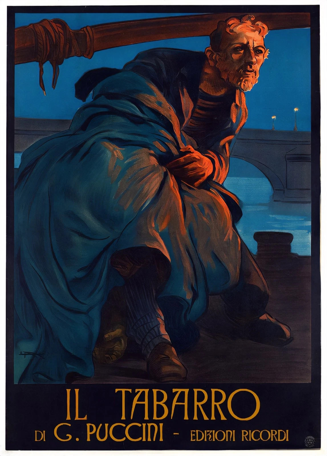 Puccini Il Tabarro Italian Opera Dramatic Vintage Art Poster 24x36 Puccini Il Tabarro Italian Opera Dramatic Vintage Art Poster 24x36