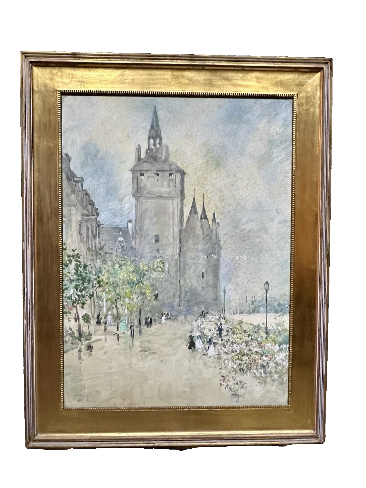 Antique Ross Sterling Turner Marche aux fleurs Paris France Original Watercolor