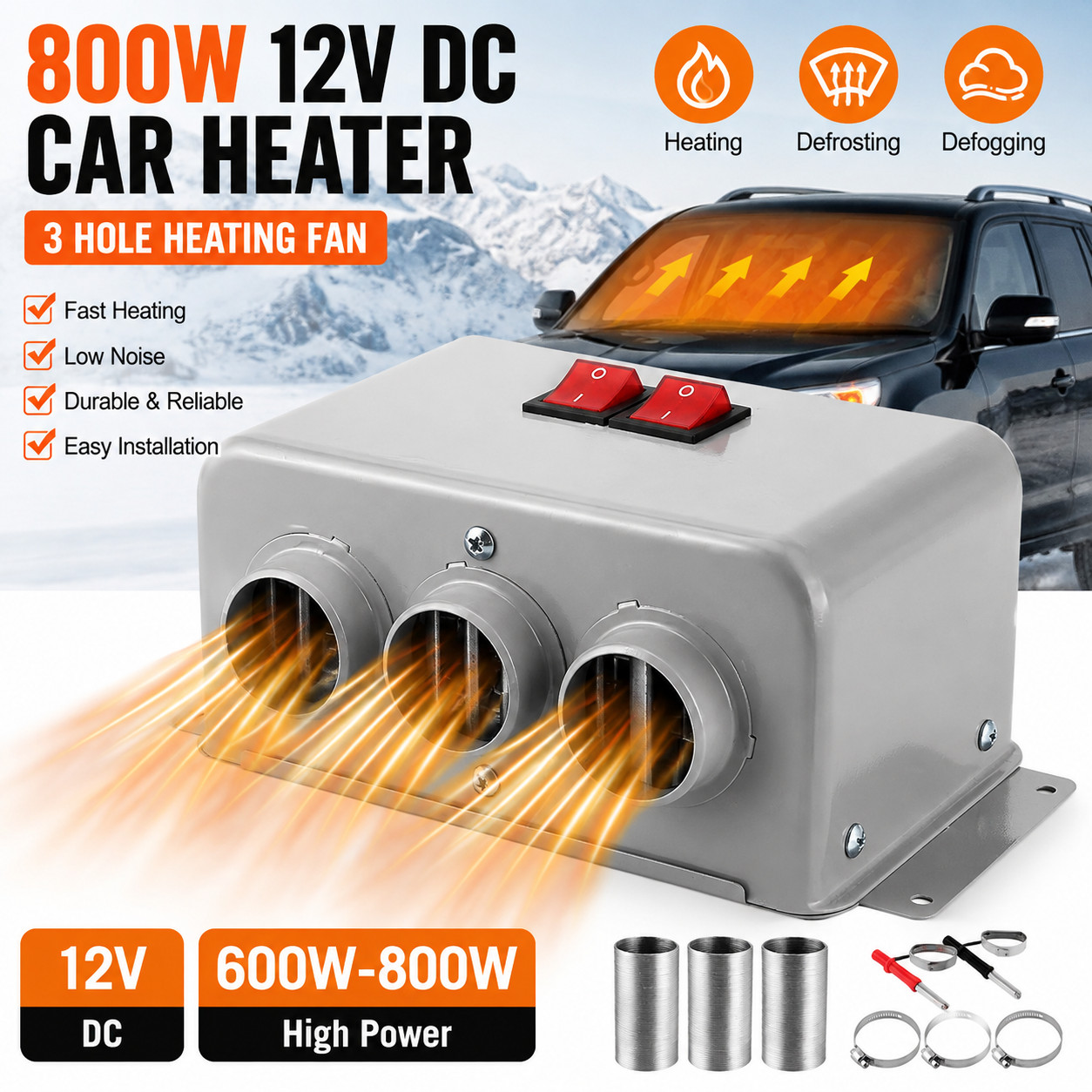 800W Electric Car Heater 3 Hole 12V DC Heating Fan Defogger Defroster Demister 800W Electric Car Heater 3 Hole 12V DC Heating Fan Defogger Defroster Demister