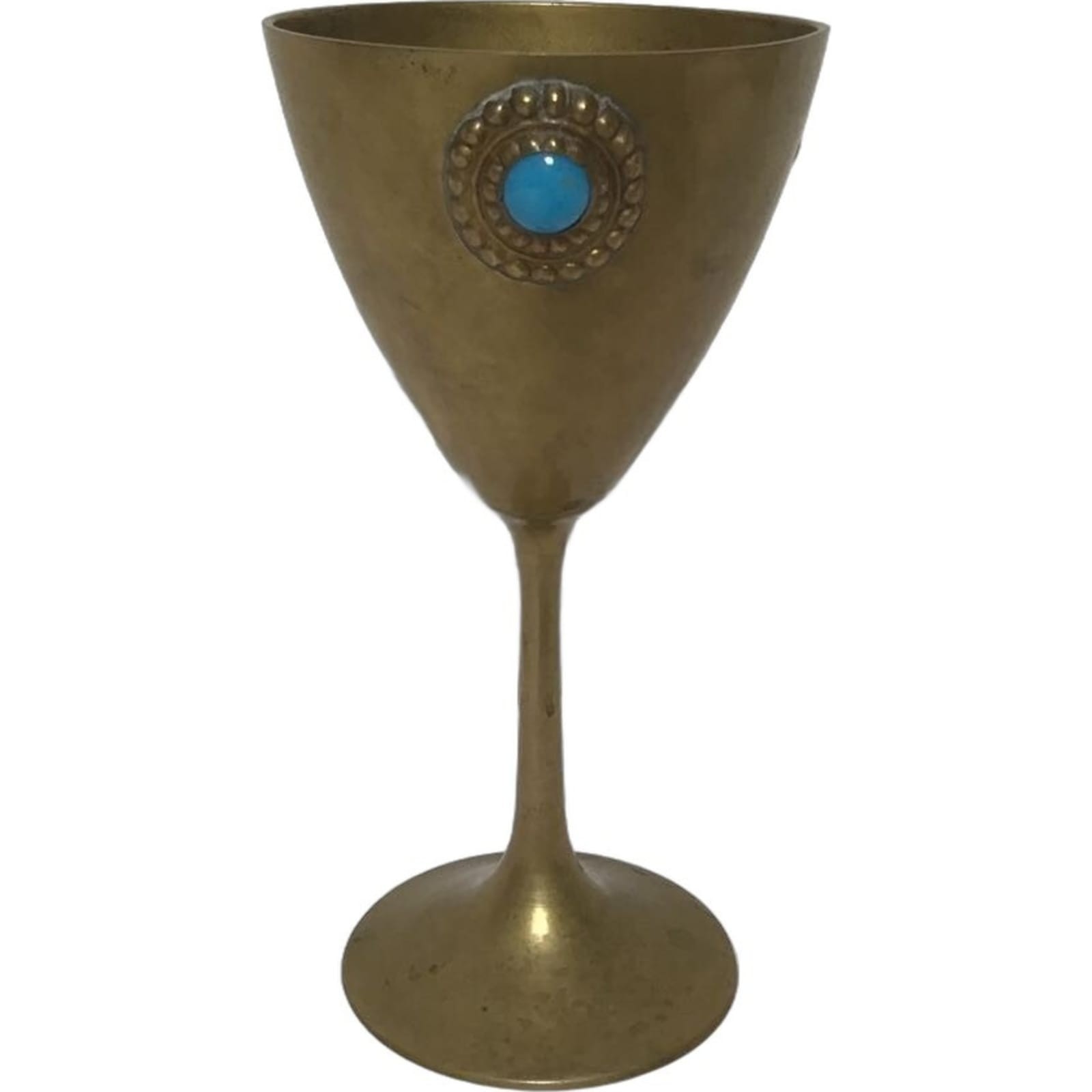 Antique Circa 19th Century inlaid Gemstone Tall Copper Cup China Antique Circa 19th Century inlaid Gemstone Tall Copper Cup China
