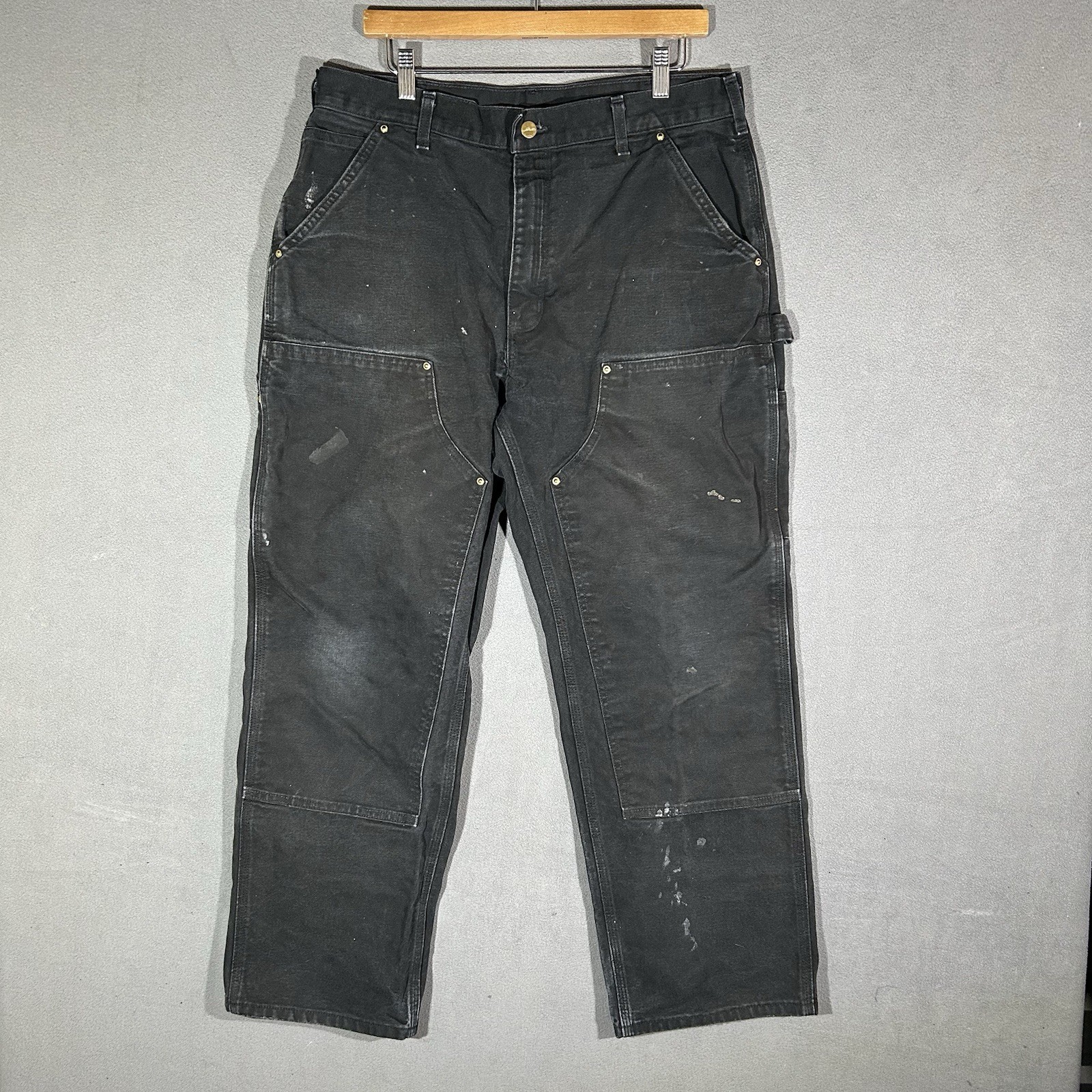 Carhartt B01 BLK Loose Fit Riveted Double Knee Pants Black Union USA Size 34 Carhartt B01 BLK Loose Fit Riveted Double Knee Pants Black Union USA Size 34