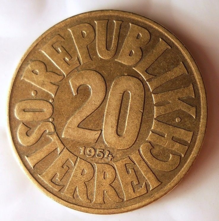 1954 AUSTRIA 20 GROSCHEN - Uncommon Type -  - BIN #EC2