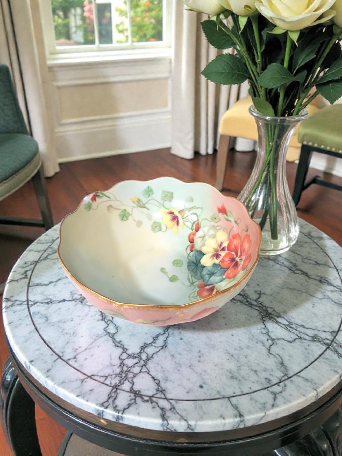 Antique T&V Limoges Century Pattern Bowl Hand Painted Signed 1906 France