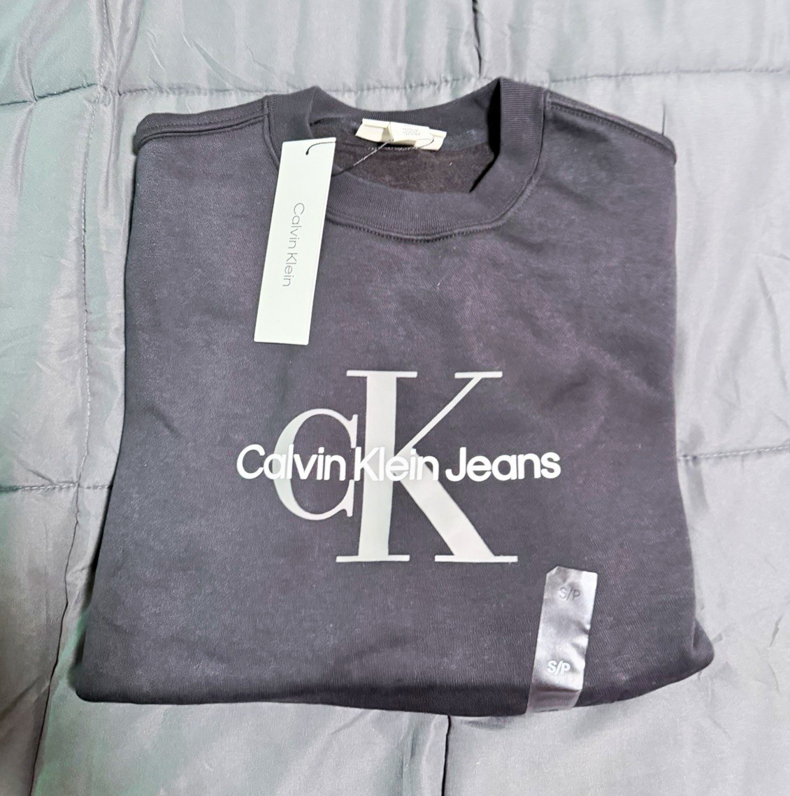 Calvin Klein Jeans Men’s Black Logo Crew Neck Pullover Sweatshirt S NWT