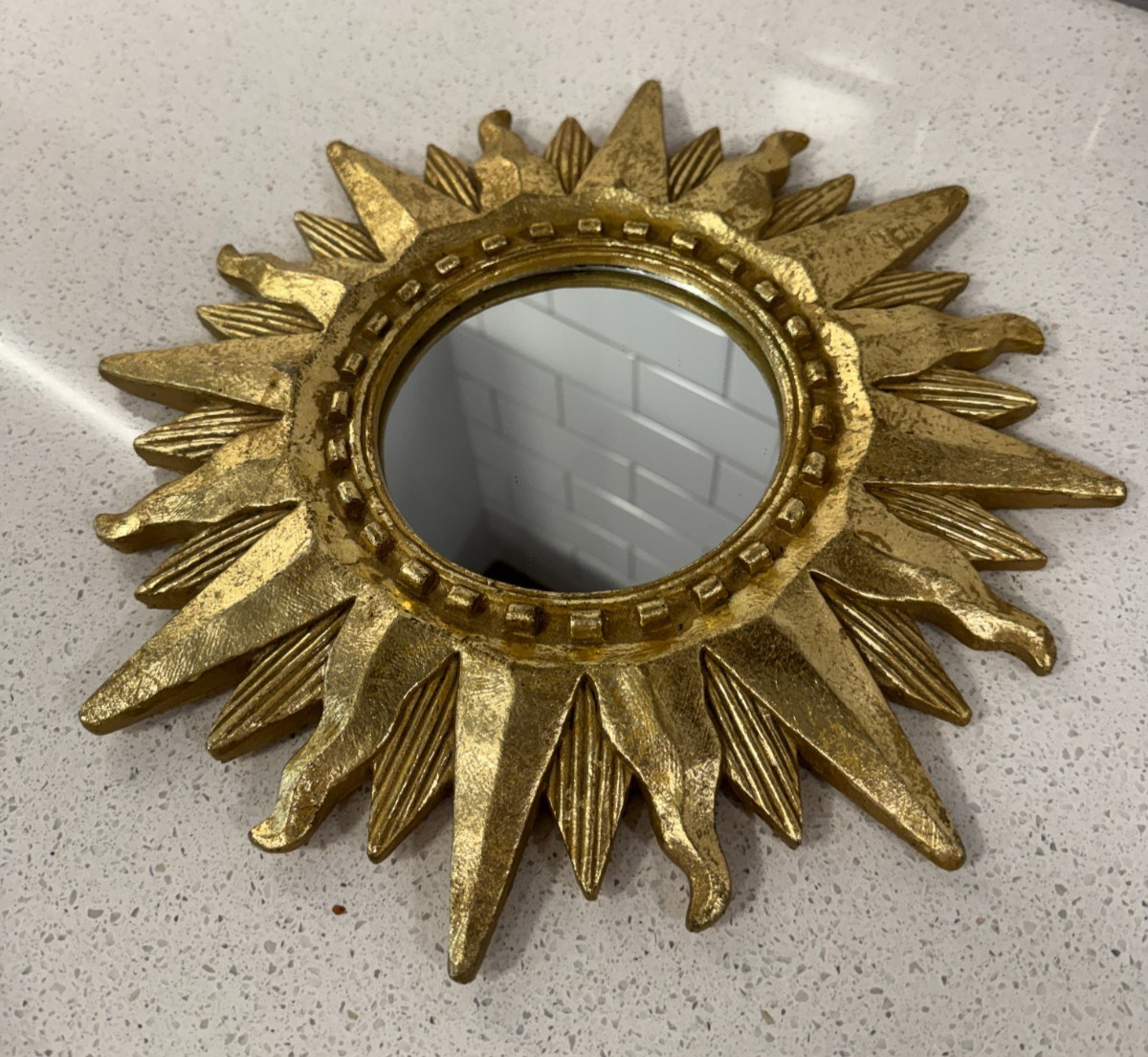 Vintage Pier 1 Gold Sunburst Wall Mirror Celestial Starburst Decor 12.5\