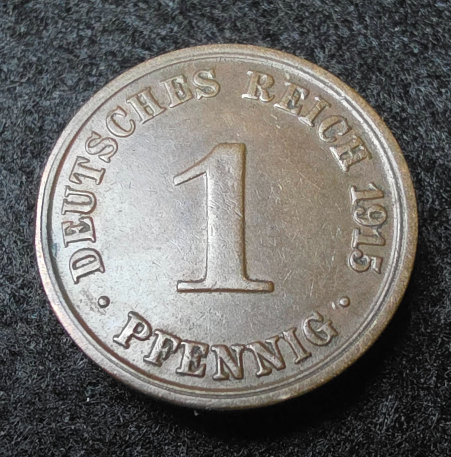 1915-A Germany 1 One Pfennig - German Copper World Coin - WWI Era