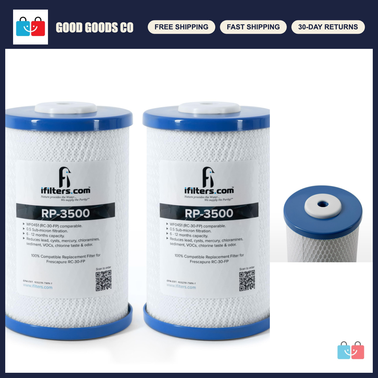 2 Pack Water Filter Replacement for Royal Prestige FrescaPure 3500 WF0451 - iFil 2 Pack Water Filter Replacement for Royal Prestige FrescaPure 3500 WF0451 - iFil