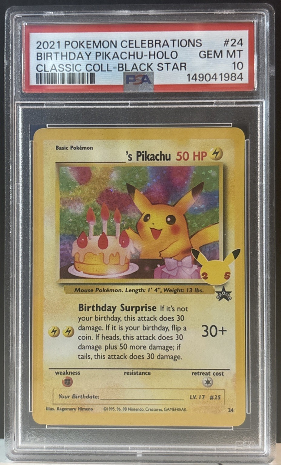 Birthday Pikachu-Holo (24) 2021 Pokemon Celebrations Classic Collection