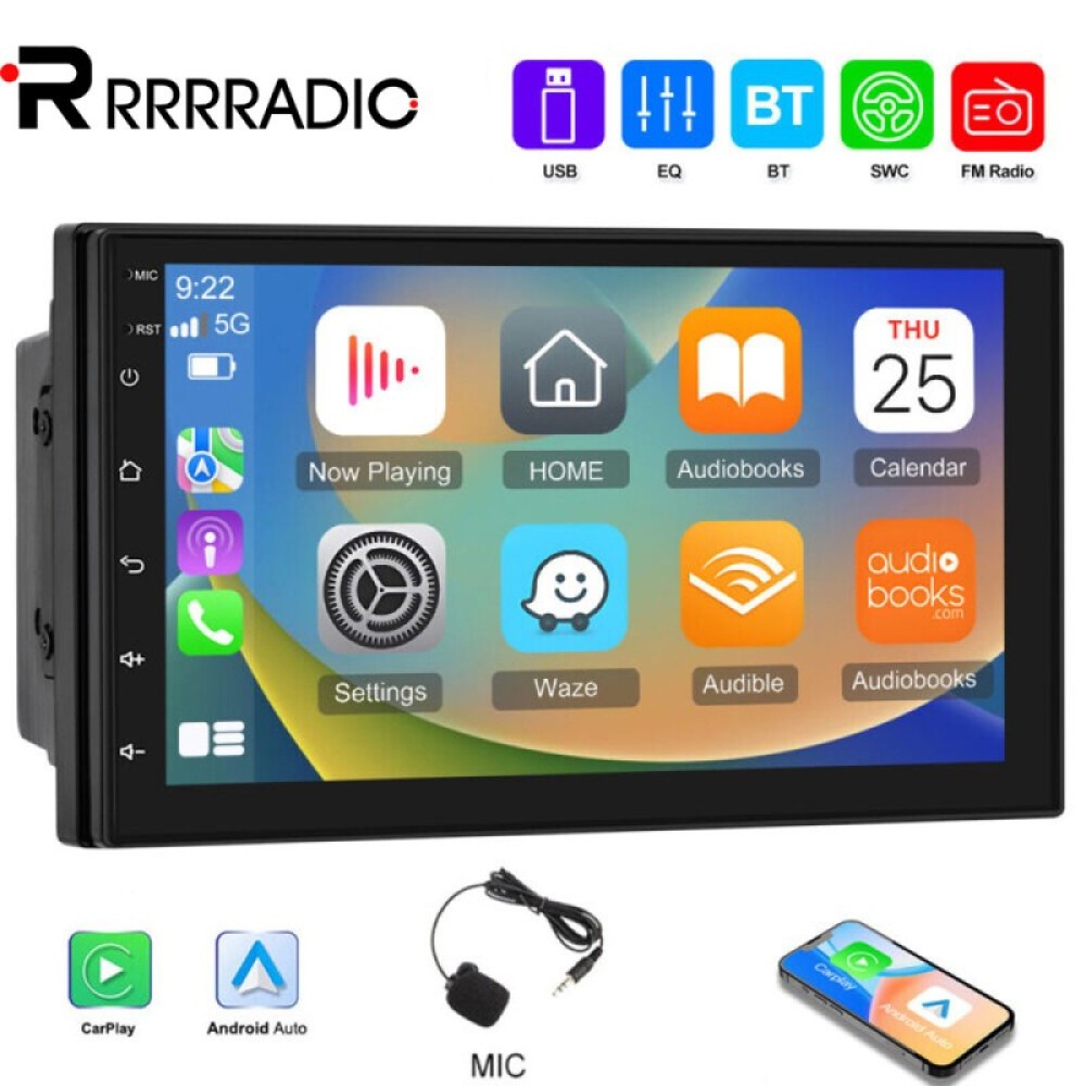 7” Double Din Car Stereo Touch Screen Car Radio Apple CarPlay Android Auto BT FM