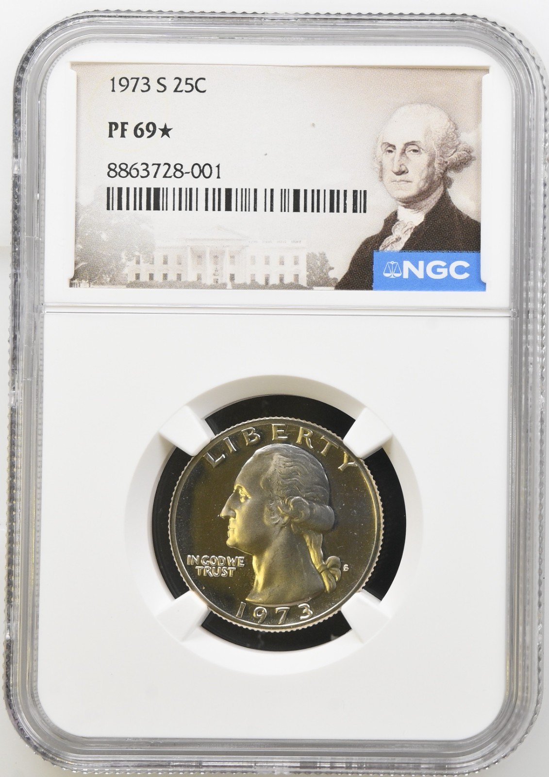 1973 S Proof Washington Quarter Graded NGC PF-69* Star w/ G. Washington Label