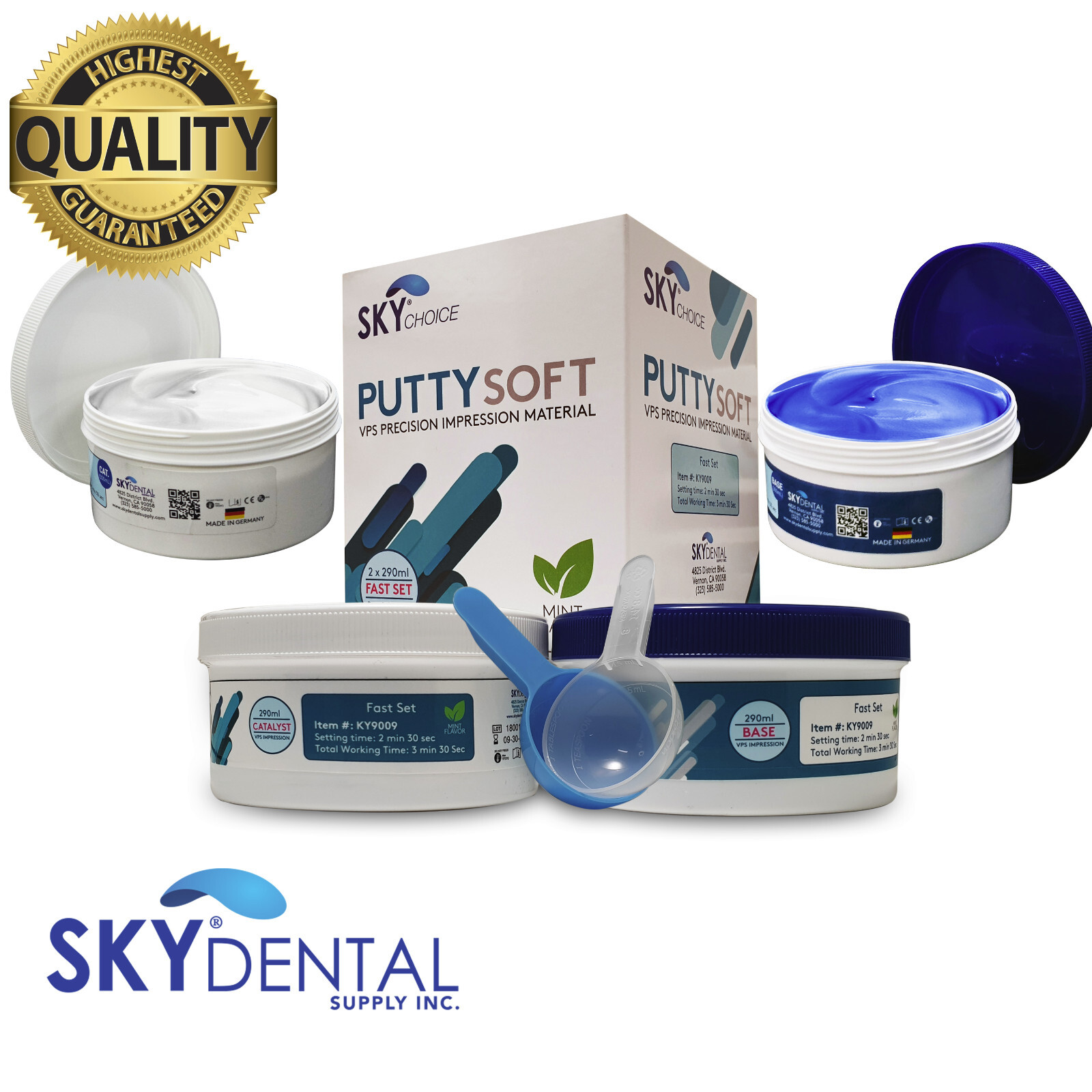 Dental Putty Fast / Regular Set PVS VPS Impression Material Mint 2 x 300 ml