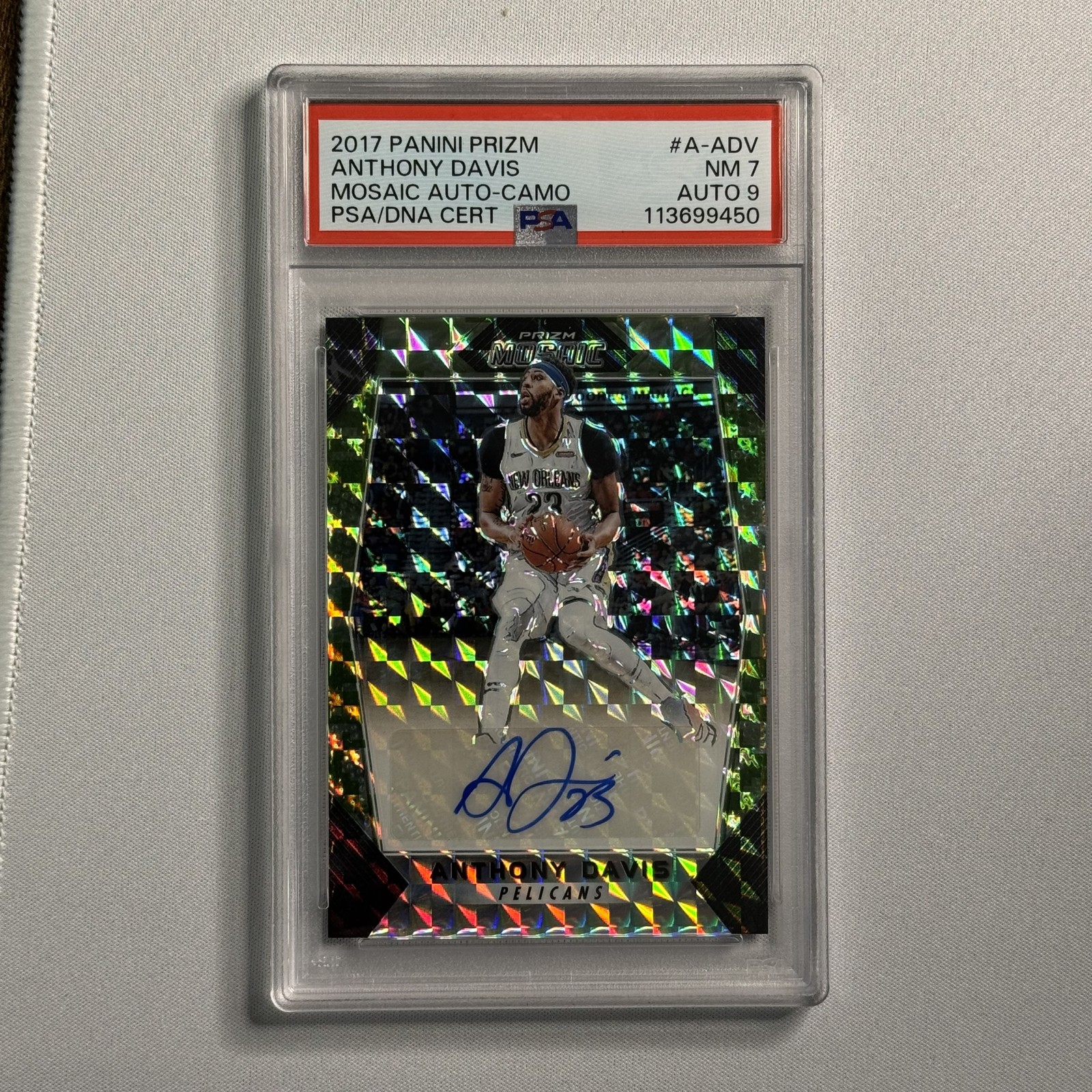 Anthony Davis 2017-18 Panini Prizm Mosaic #A-ADV Camo Prizm Auto /25