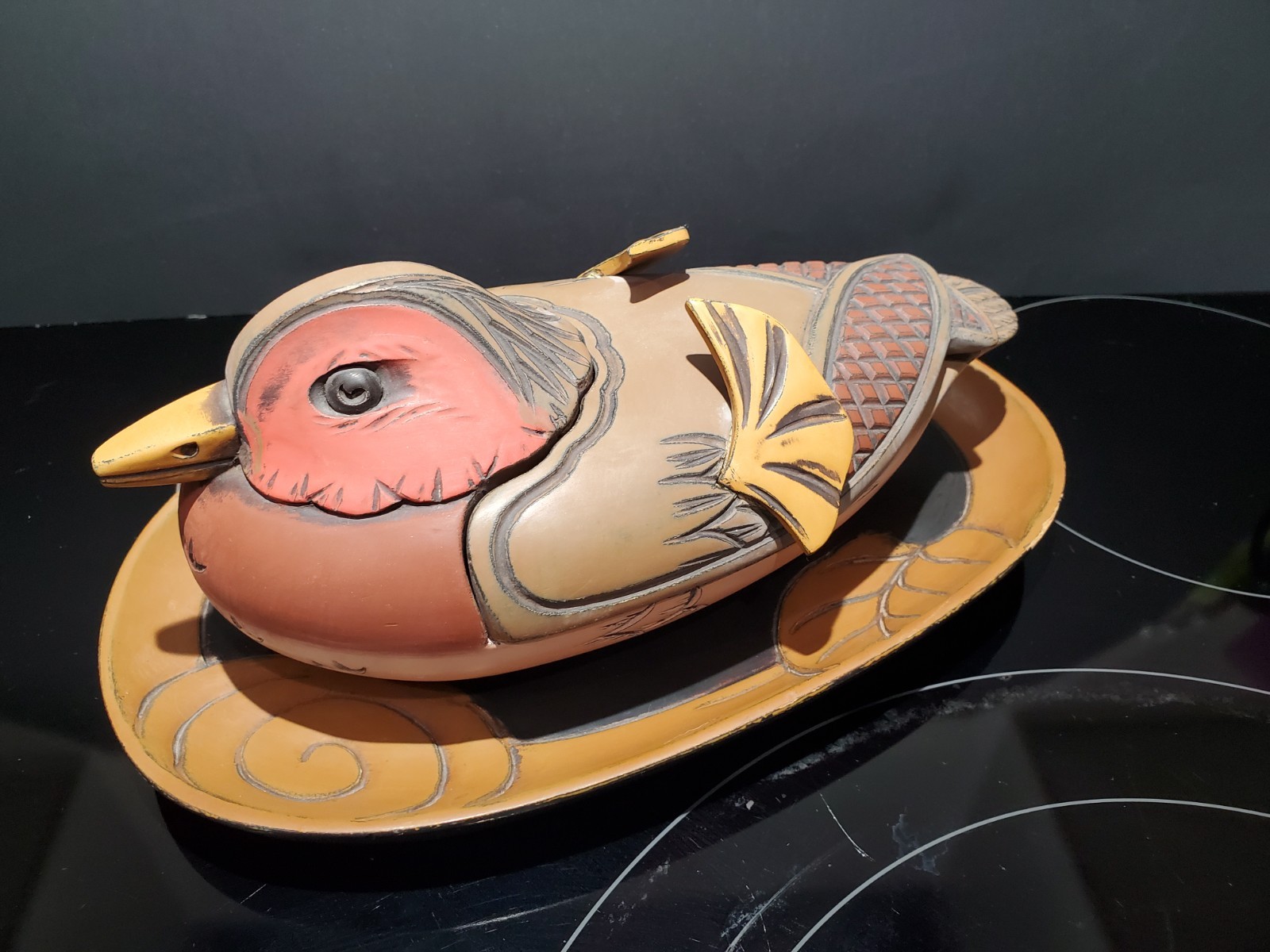 Vintage Japanese Lacquerware Covered Mandarin Duck Vintage Japanese Lacquerware Covered Mandarin Duck
