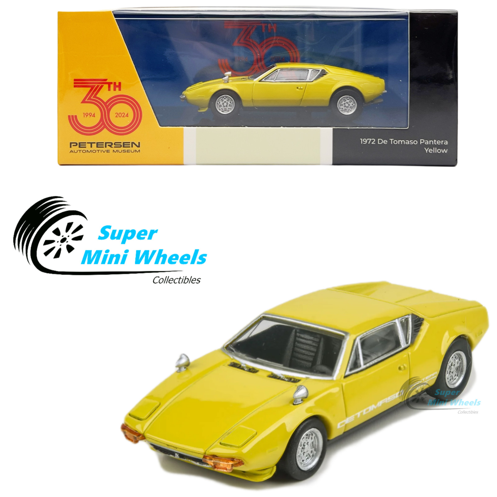 PARA64 1:64 1972 De Tomaso Pantera Yellow - Petersen Automotive Museum 30TH