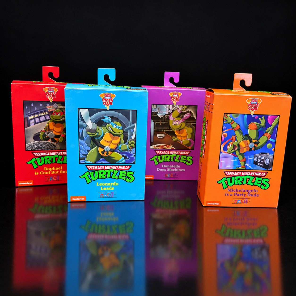 NECA TMNT Pizza Club Ultimate Set of 4 Leonardo Raphael Donatello Michelangelo