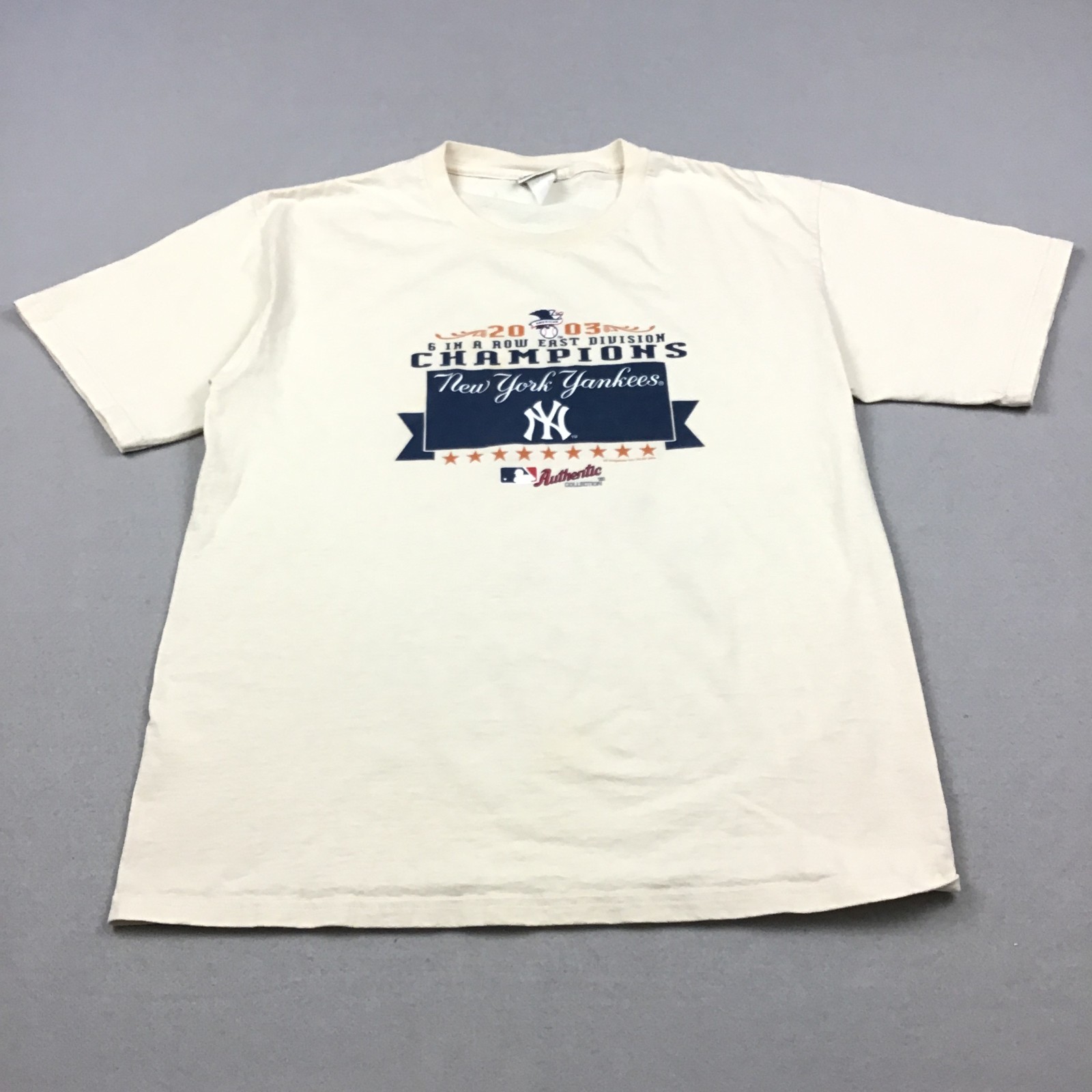 Vintage New York Yankees T Shirt Men Large Beige 2003 Champions Lee Sport MLB L Vintage New York Yankees T Shirt Men Large Beige 2003 Champions Lee Sport MLB L