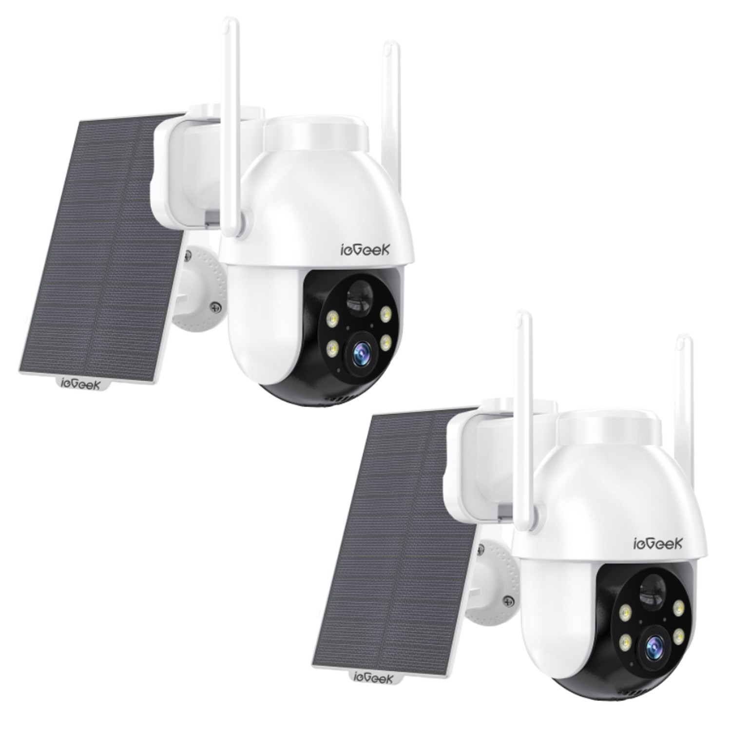 2PCS ieGeek Outdoor Solar Security Camera 360° Wireless Home WiFi Battery CCTV
