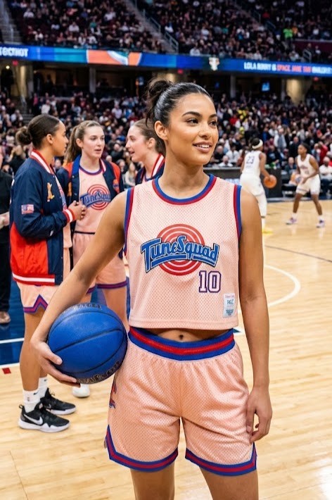 Space Jam Lola Headgear Classics RARE Peach Crop Jersey 2XL #10 Tune Squad EUC