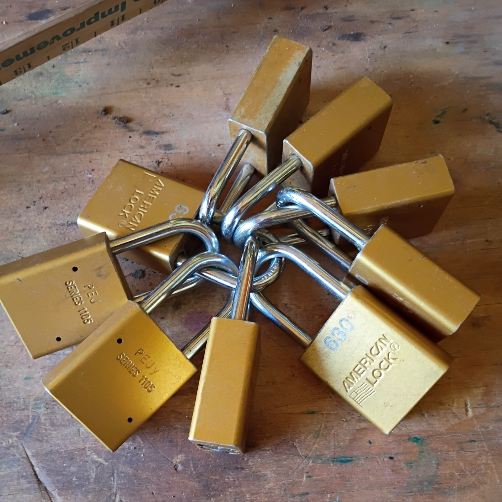 9 American Lock Brass Padlocks 630 Keyed Alike Series 1105 PEJ NO KEY 9 American Lock Brass Padlocks 630 Keyed Alike Series 1105 PEJ NO KEY
