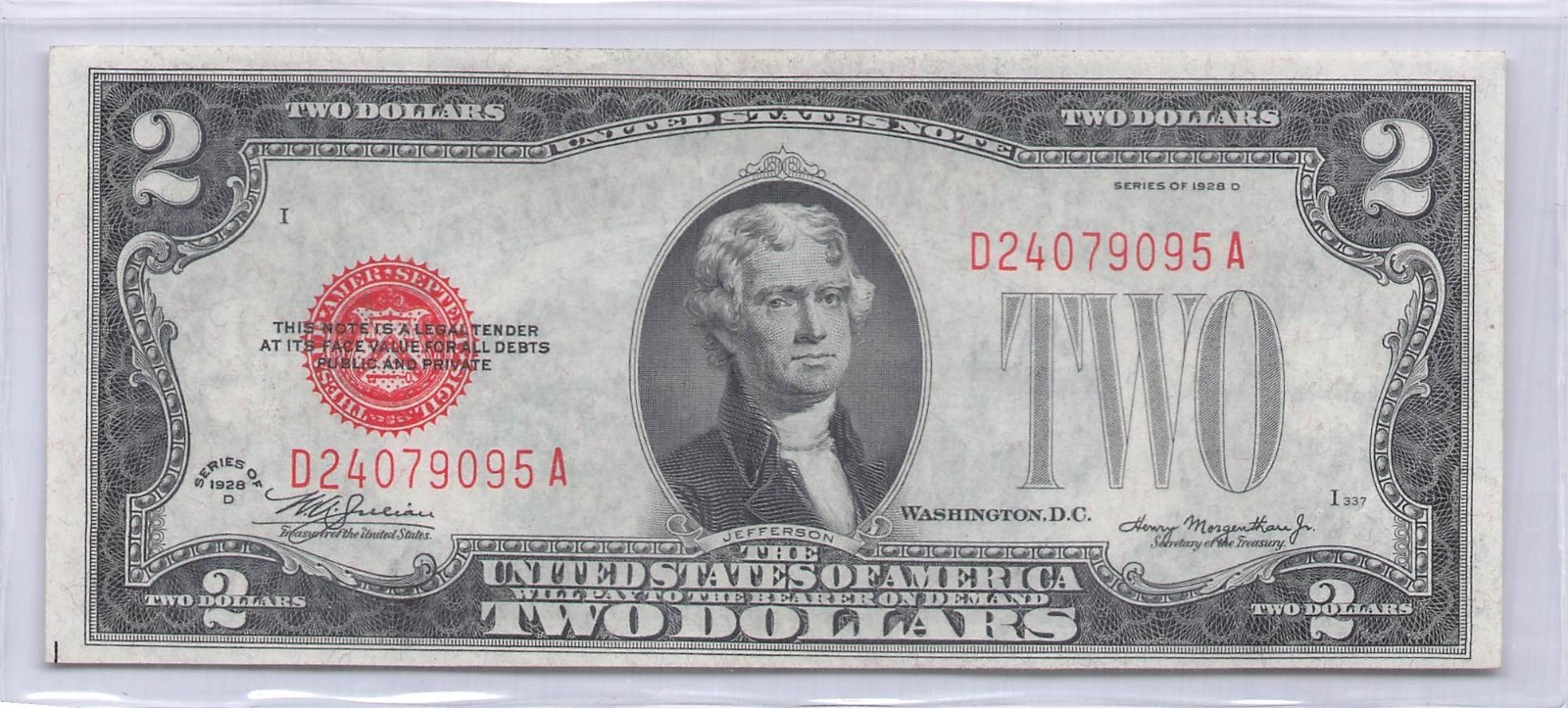 1928 Two Dollar Note Red Seal ~ $2 Bill AU / UNC Estate Lot $39.95 ea WOW
