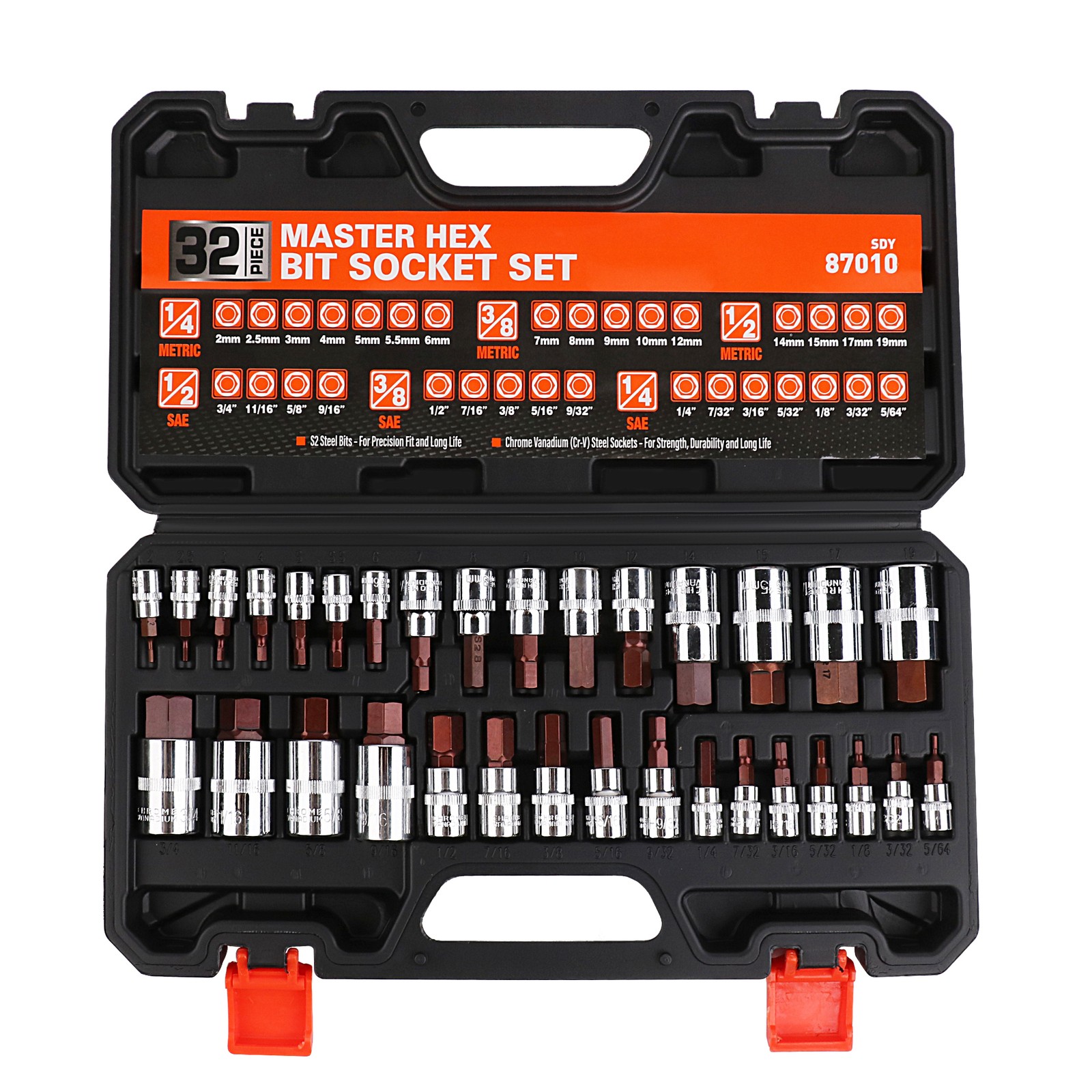 HORUSDY Hex Bit Socket Set 32PC SAE Metric 1/2