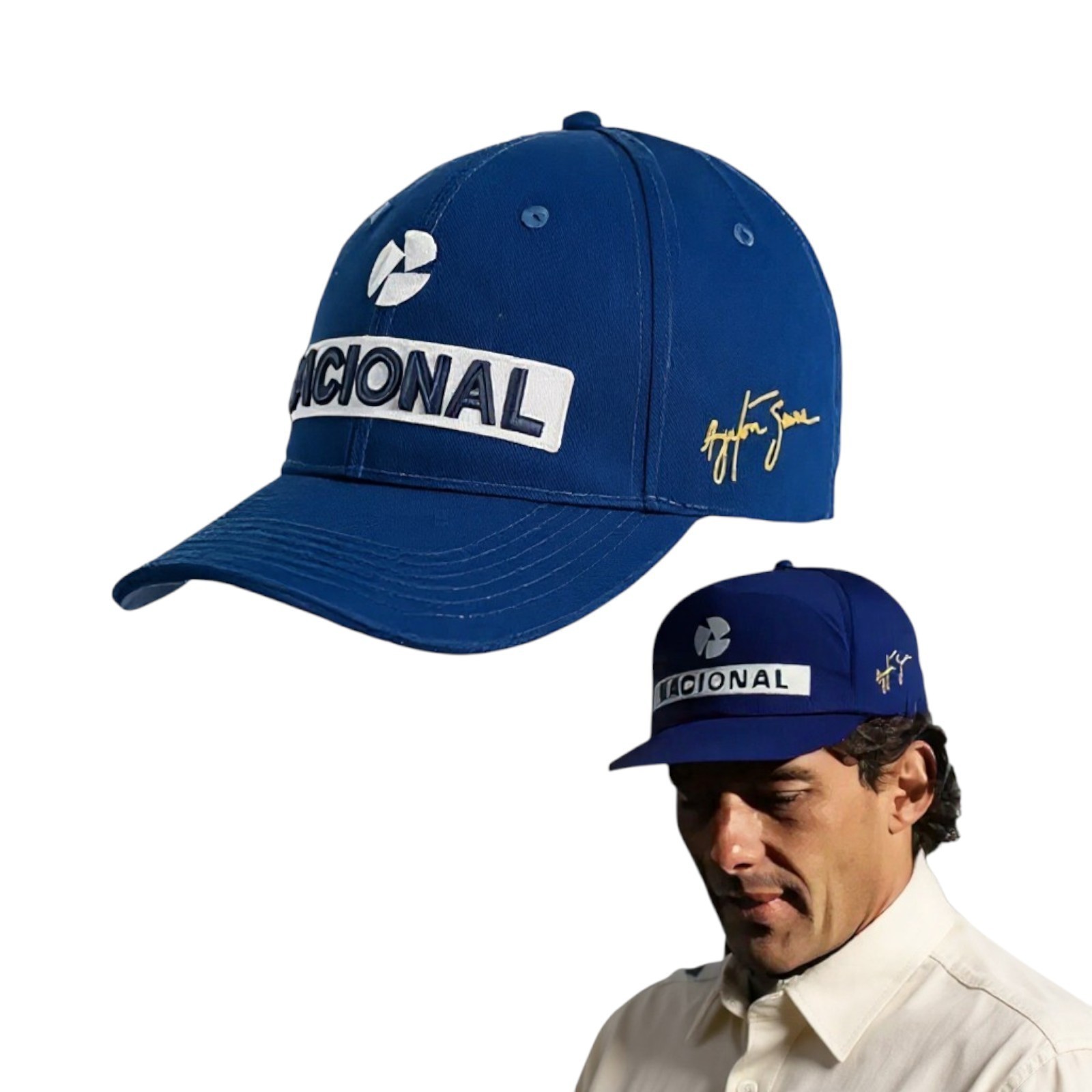 Ayrton Senna Nacional F1 RACE Replica Cap - Blue Adult Hat