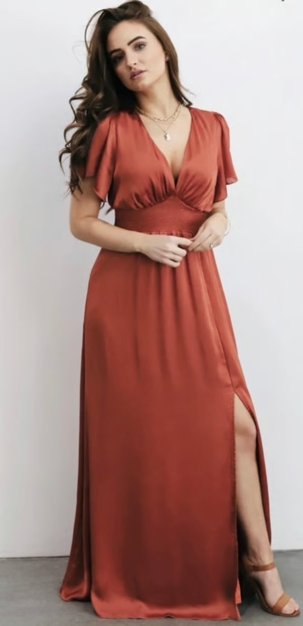 BALTIC BORN NWT $89 Smocked Prague Copper Sheen Lined Maxi Dress Size 2XL / XXL