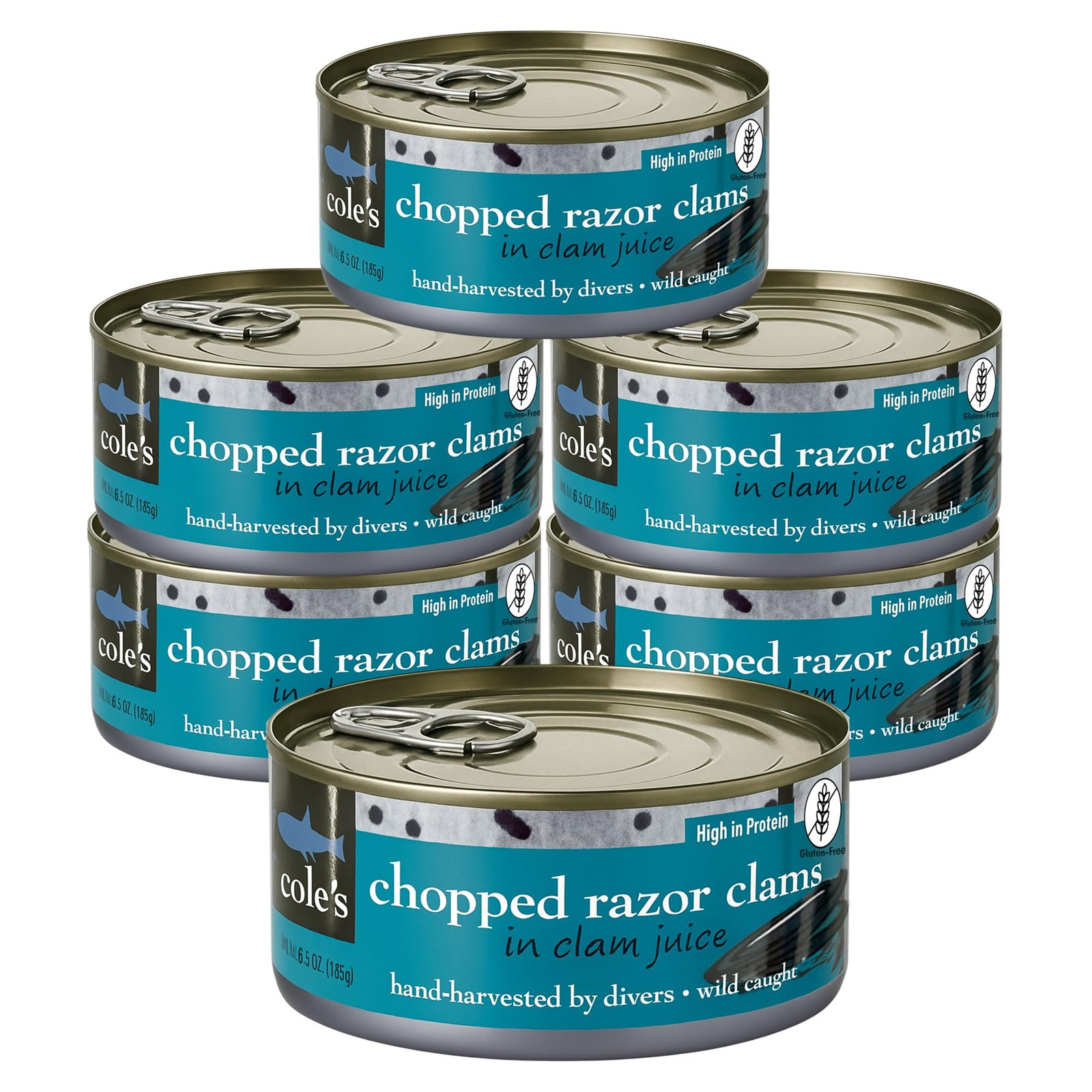 COLES CANNED AND CHOPPED CLAMS - Harvested in Crystal Clear Water, Gluten Fre...
