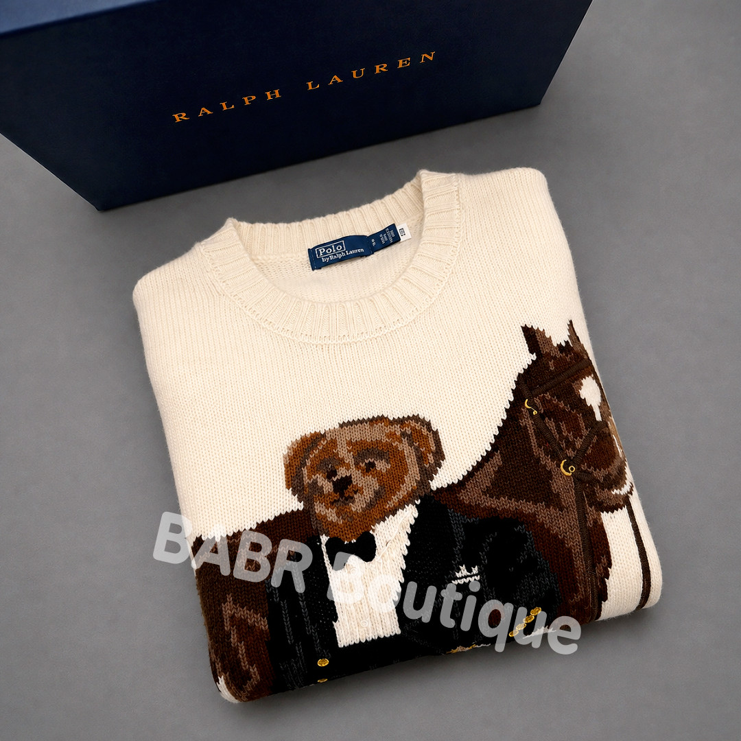 POLO PALPH LAUREN Cream Bear Horse Wool Sweater Women’s Size M - NWT POLO PALPH LAUREN Cream Bear Horse Wool Sweater Women’s Size M - NWT