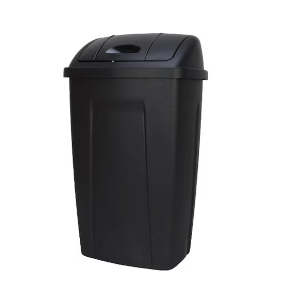 Mainstays Kitchen Trash Can, 13 Gallon Plastic Garbage Bin with Swing Top Lid Mainstays Kitchen Trash Can, 13 Gallon Plastic Garbage Bin with Swing Top Lid