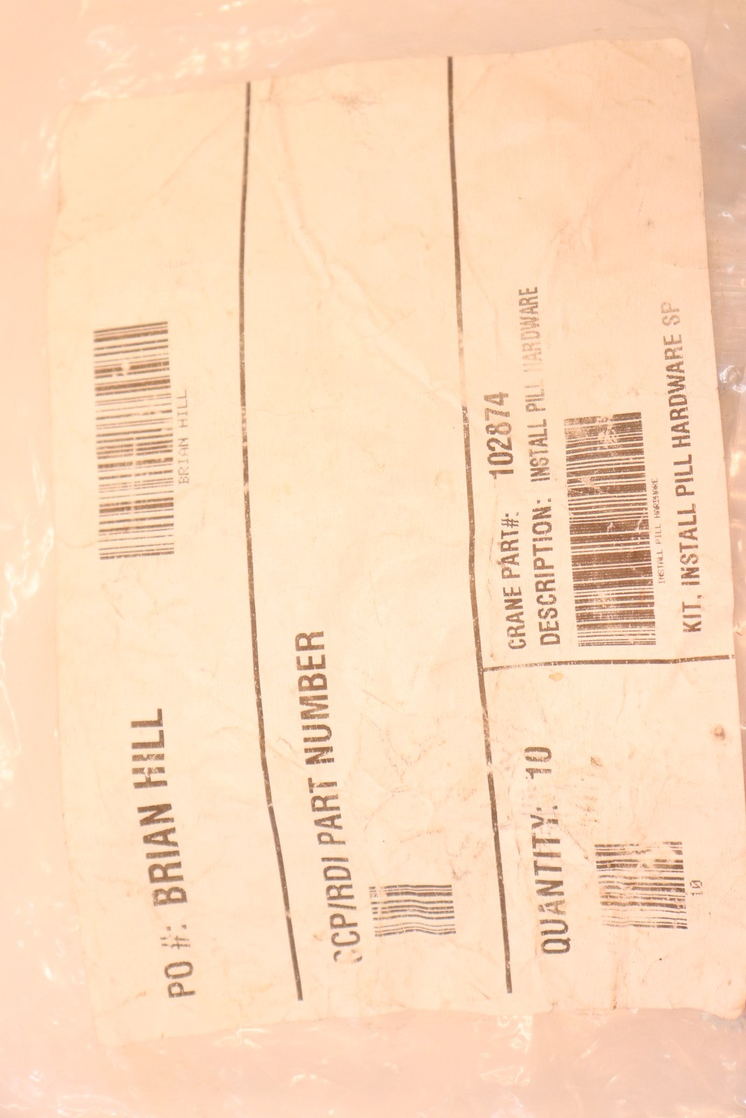 (10-Pk) Crane Install Pill Hardware 102874