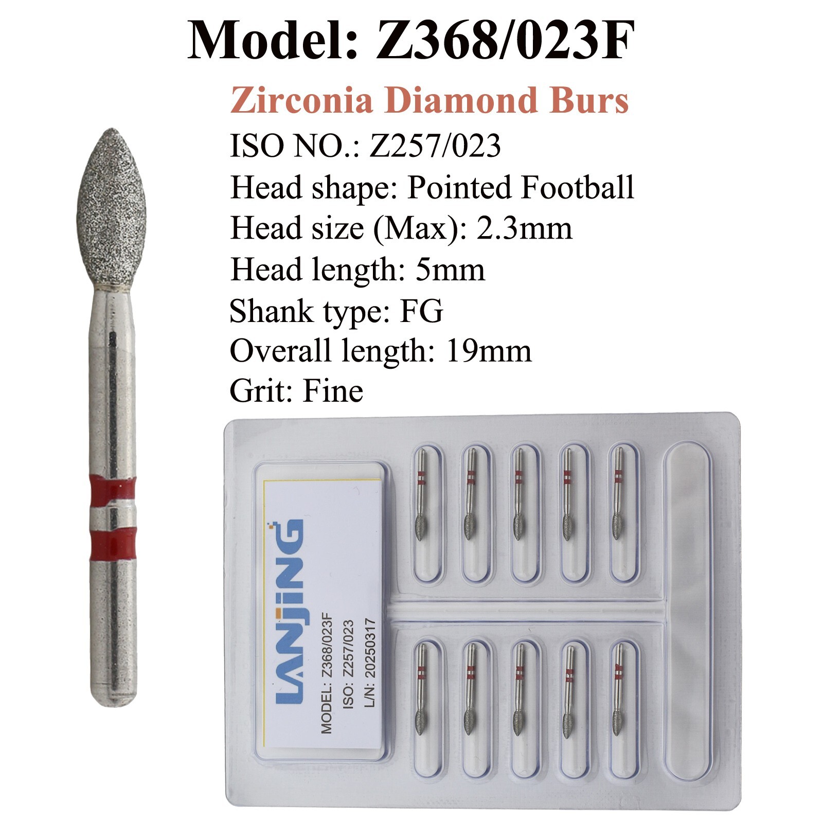 Dental Zirconia Diamond Bur FG Zir‑Cut DuraCut Burs Round End Taper 379 856 882