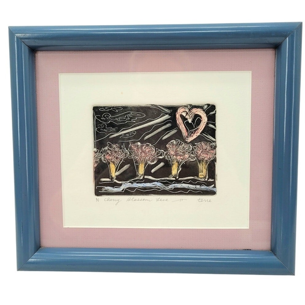 Vintage Cherry Blossom Love Numbered 1/1 Signed Wall Decor